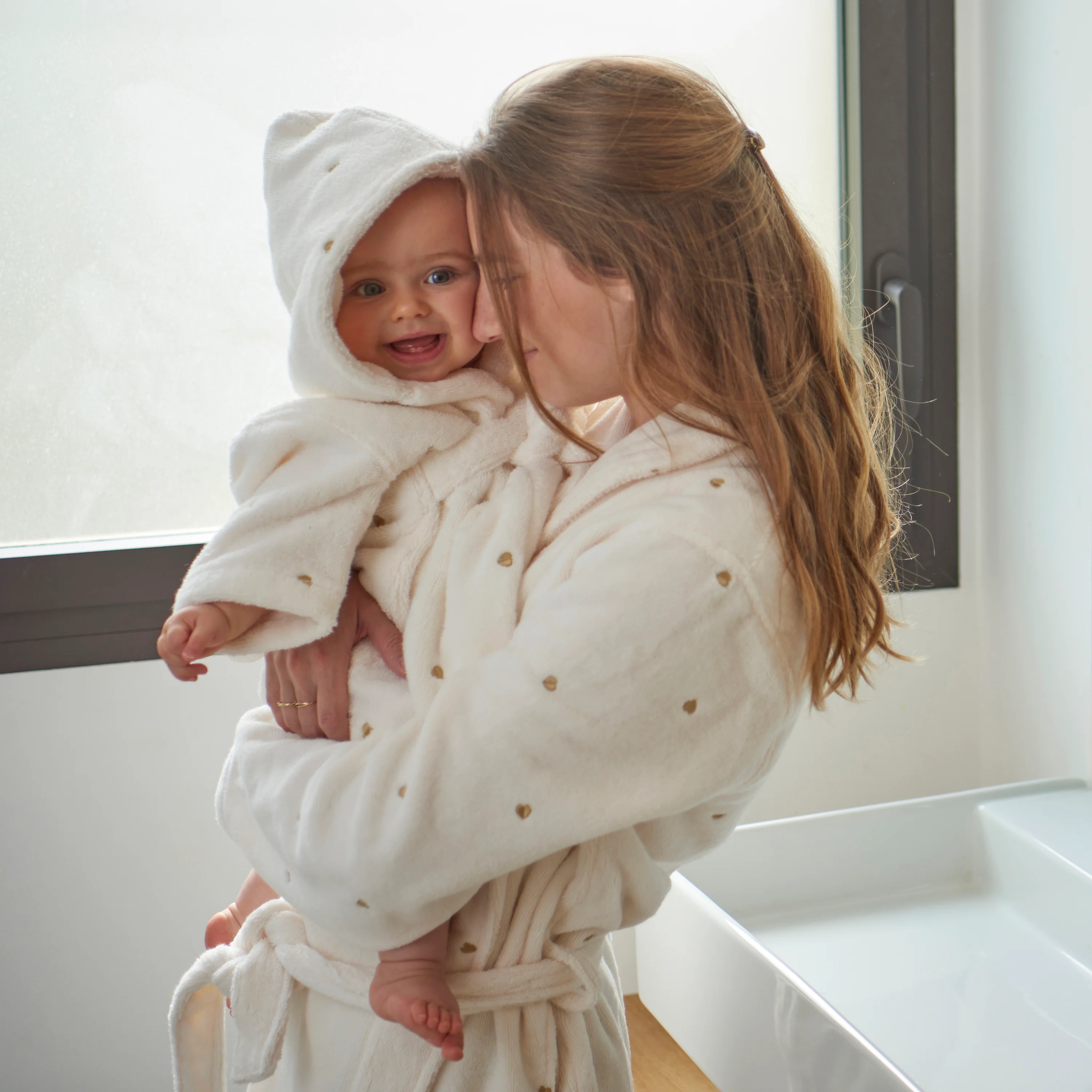 Amore Children's Cotton Bathrobe - Ivory - Image 3