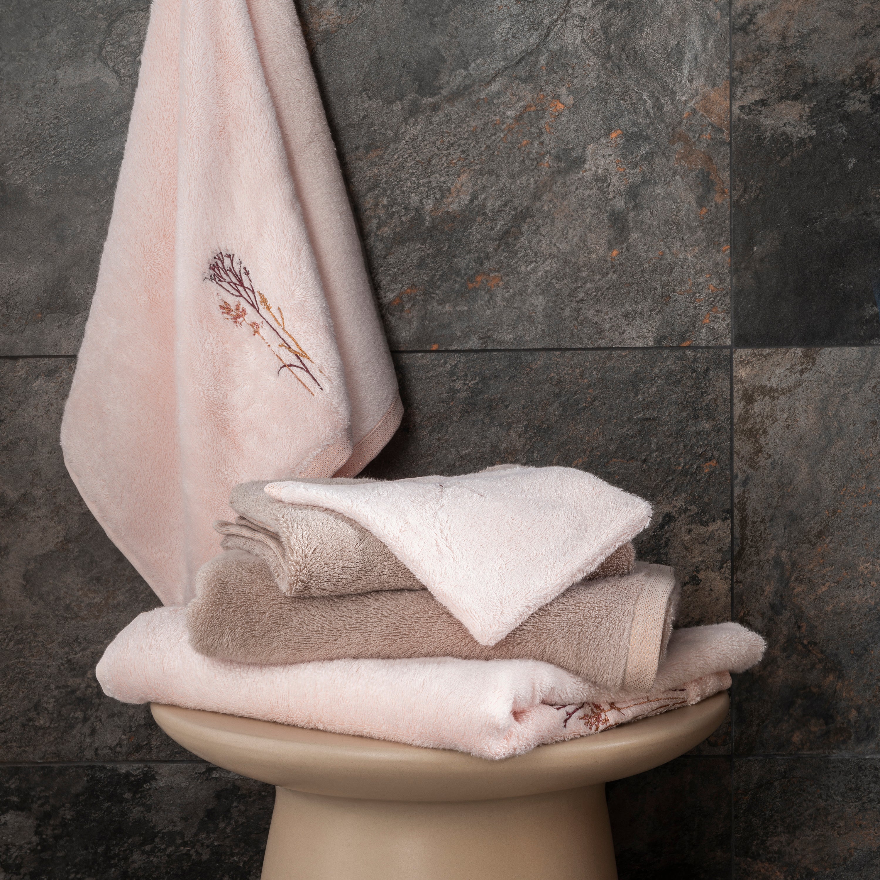 Aura Cotton & Bamboo Viscose Bath Towel - Nude - Image 6