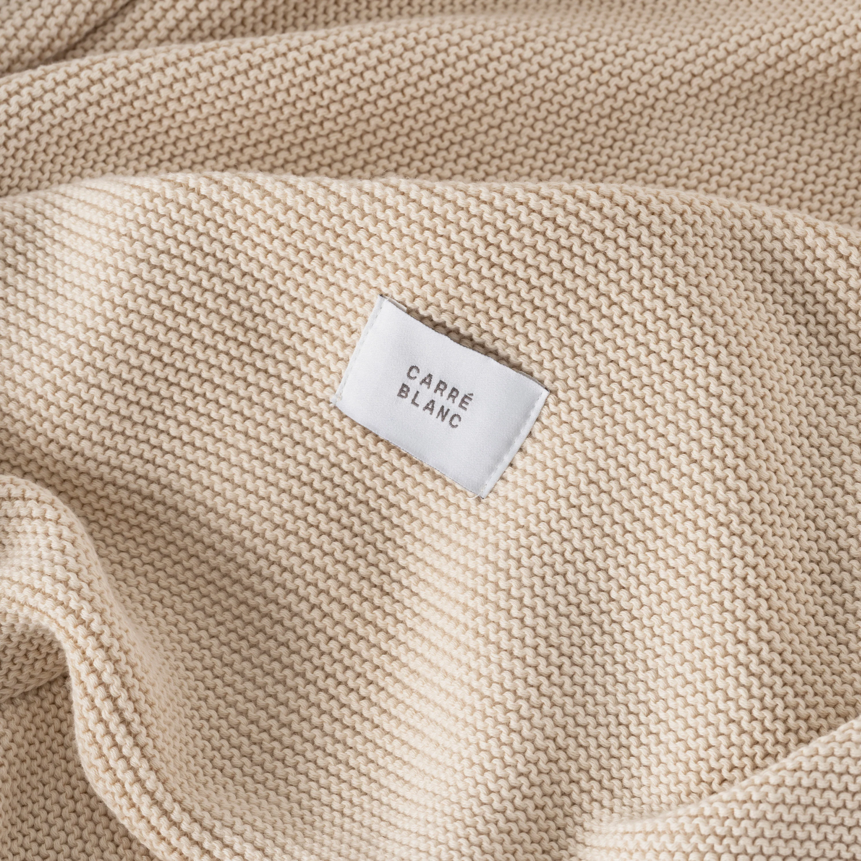 Bienvenue Knitted Organic Cotton Children's Blanket - Beige - Image 4