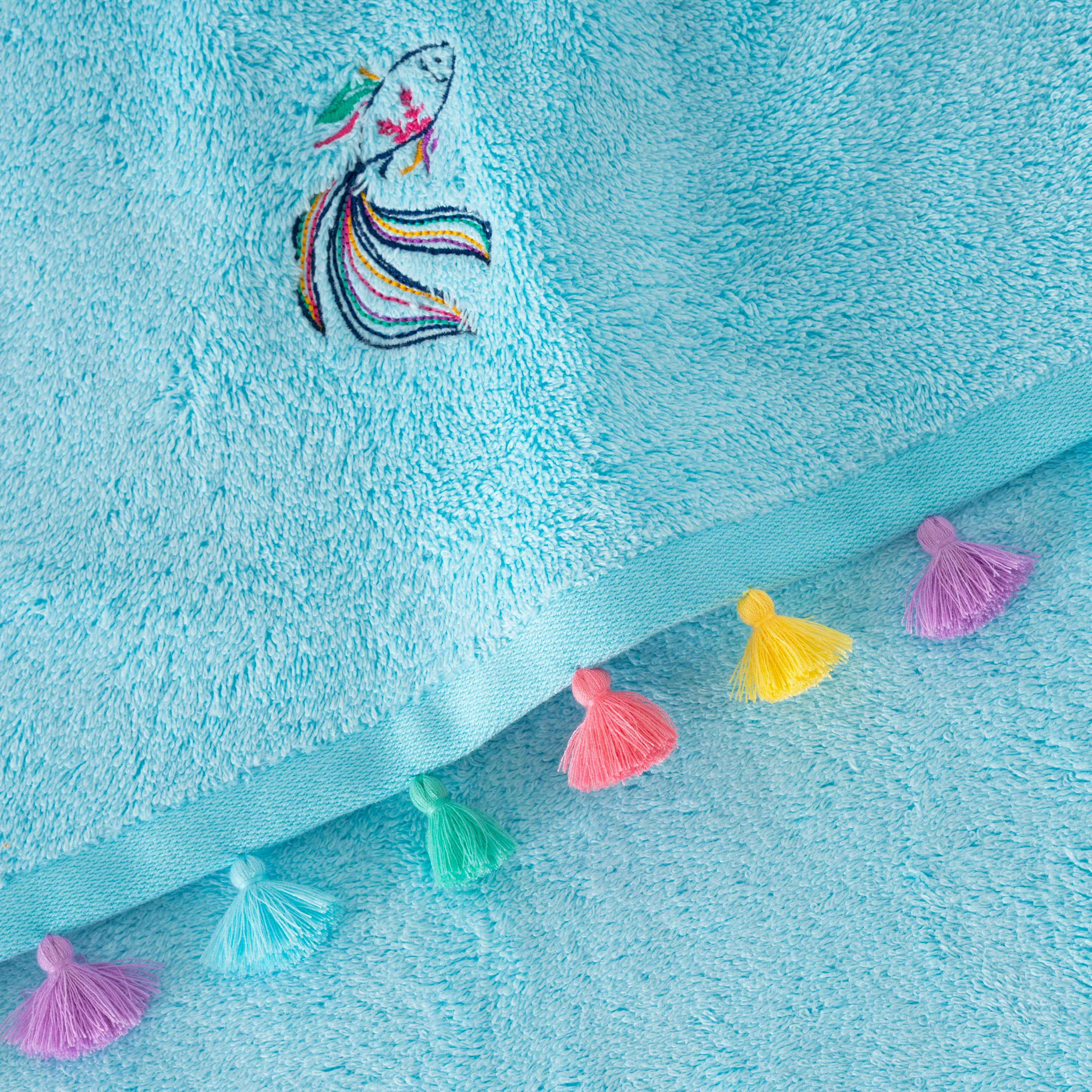 Demilune Cotton & Bamboo Viscose Guest Towel - Lagoon - Image 3