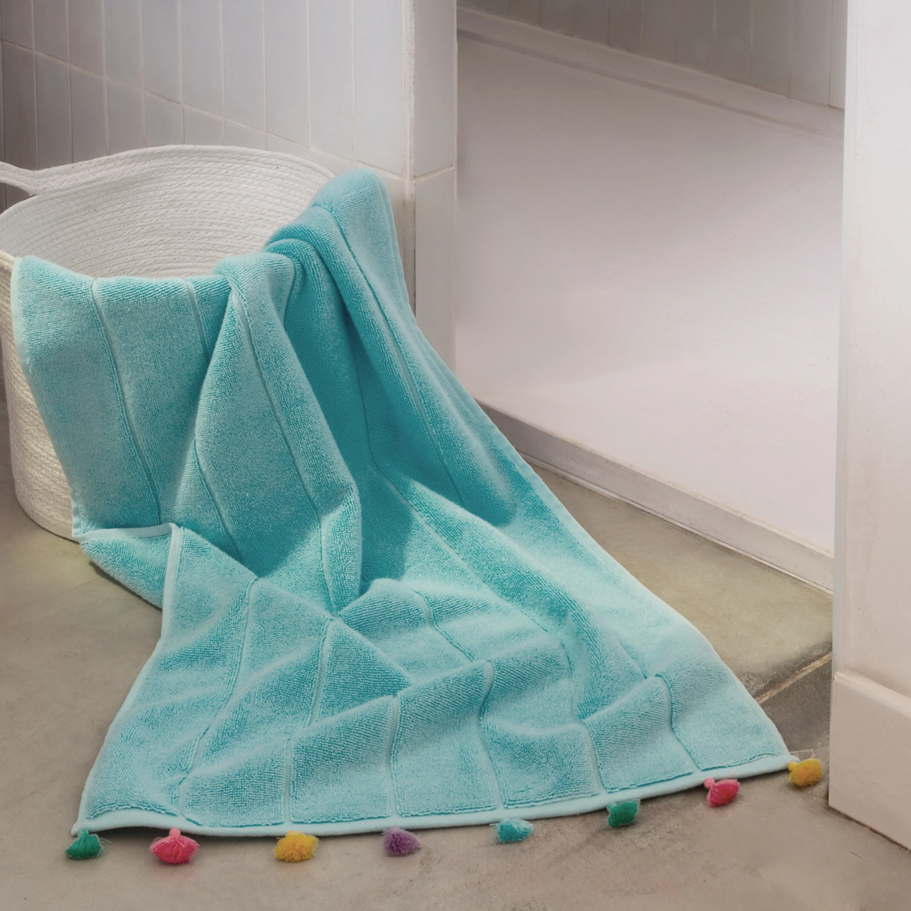 Demilune Cotton & Bamboo Viscose Bath Mat - Lagoon - Image 2