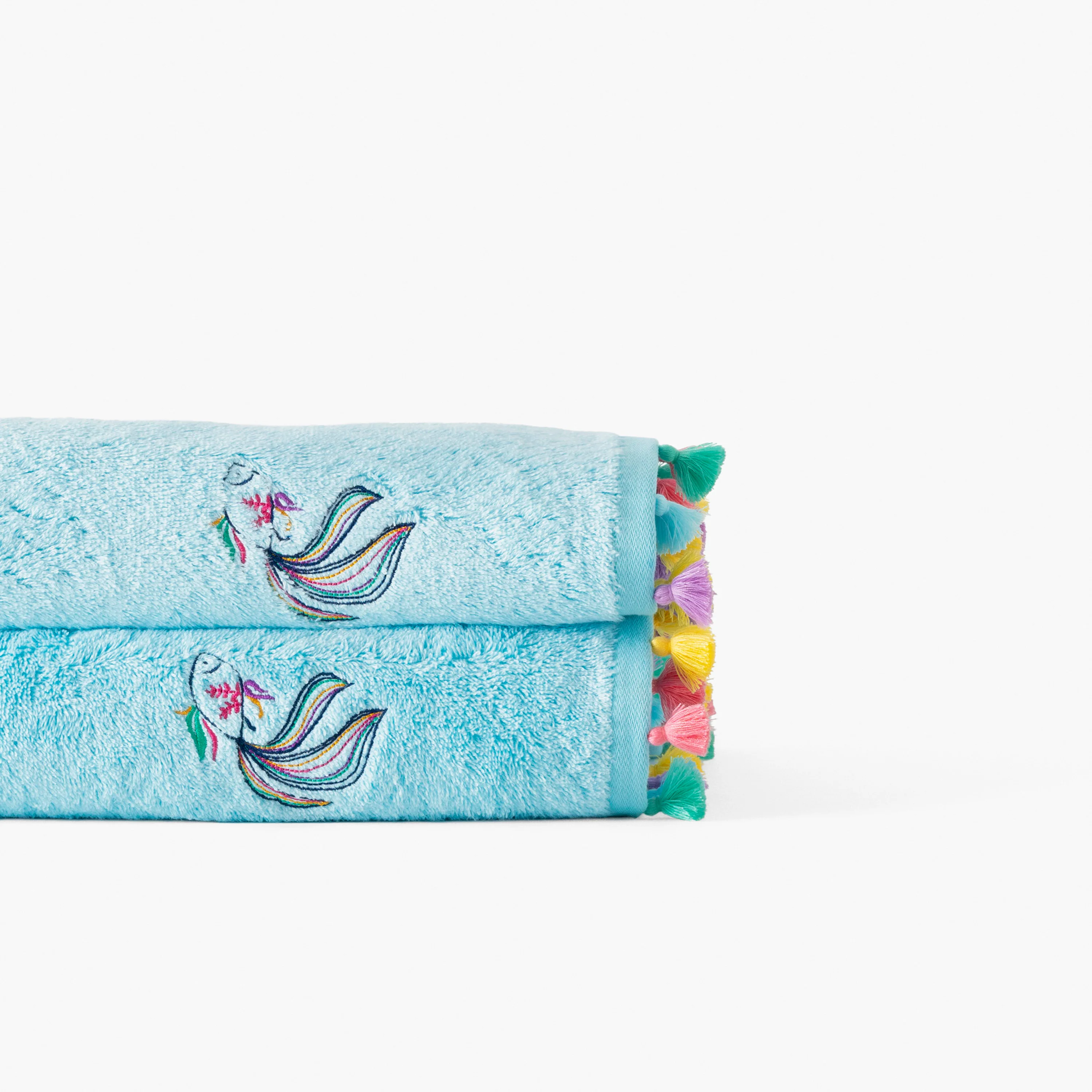 Demilune Cotton & Bamboo Viscose Bath Towel - Lagoon