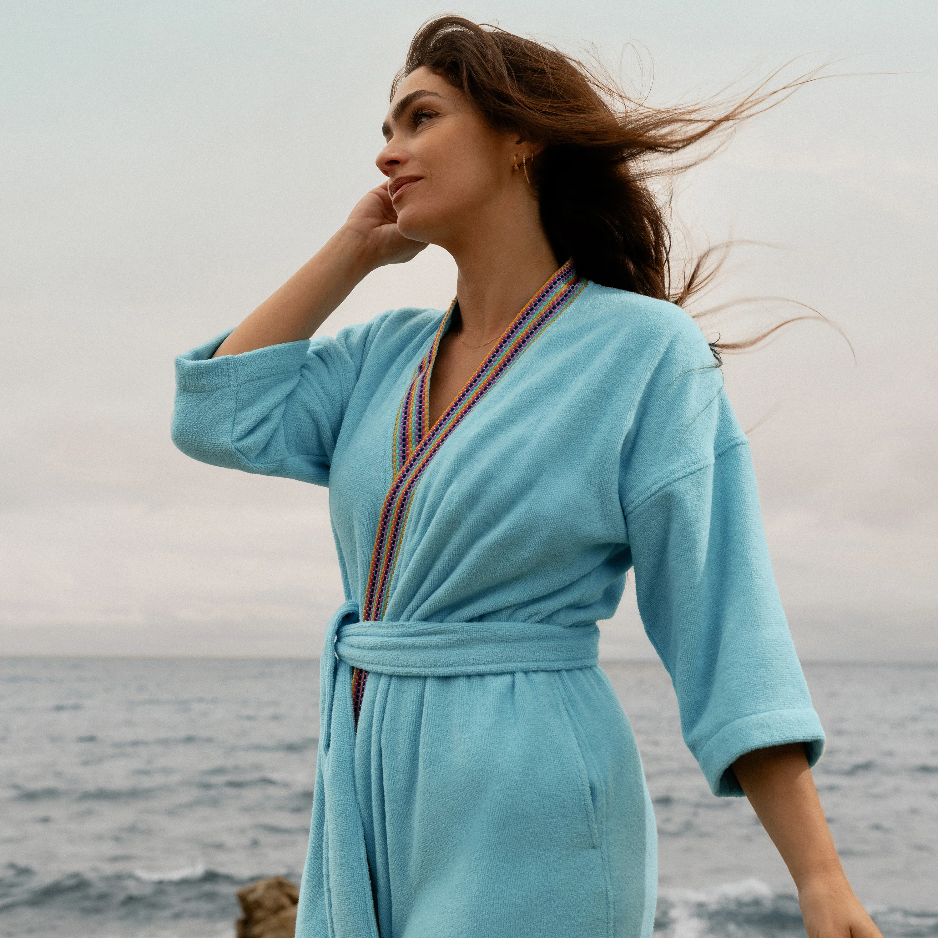 Demilune Women's Cotton Bathrobe - Lagoon - Image 3