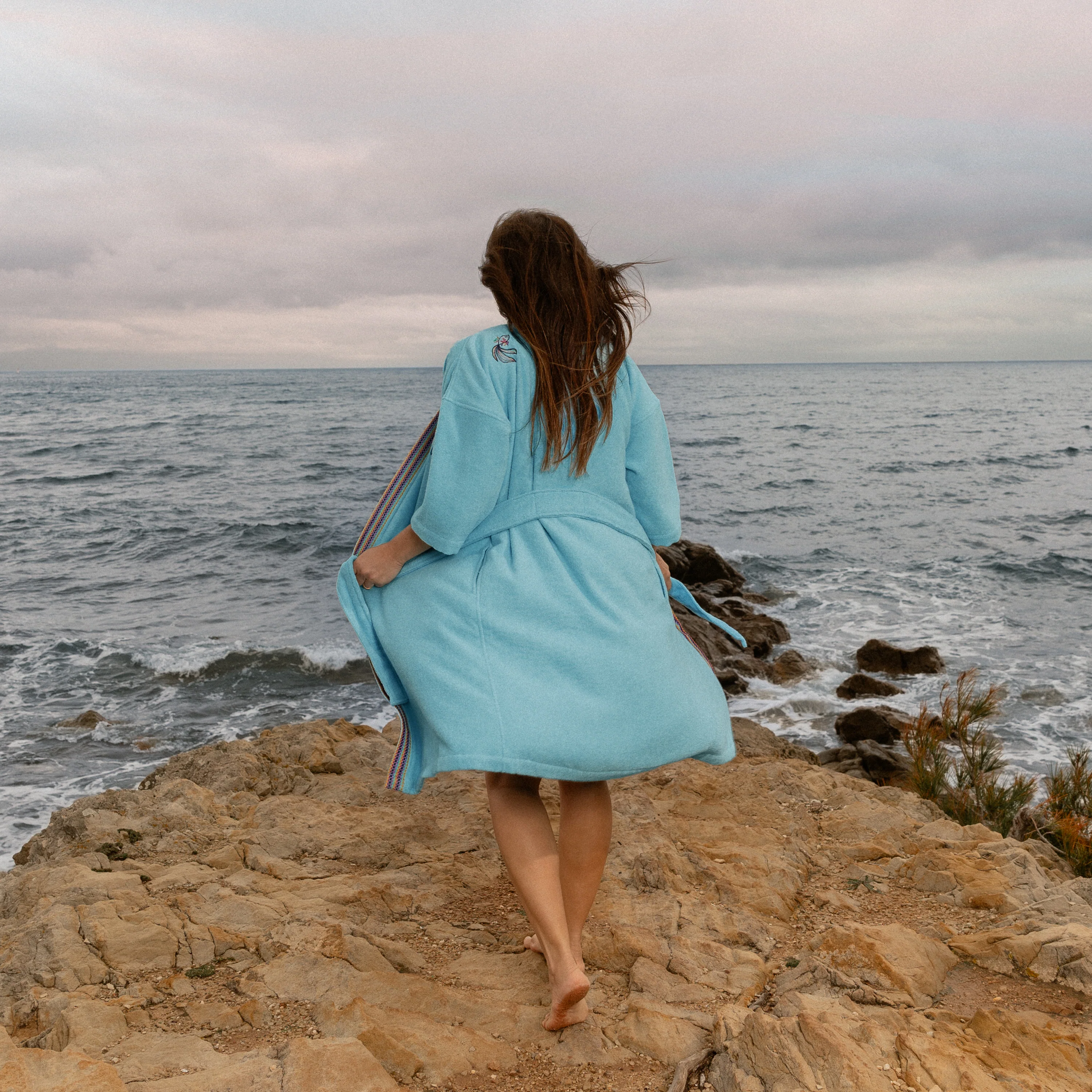 Demilune Women's Cotton Bathrobe - Lagoon - Image 4
