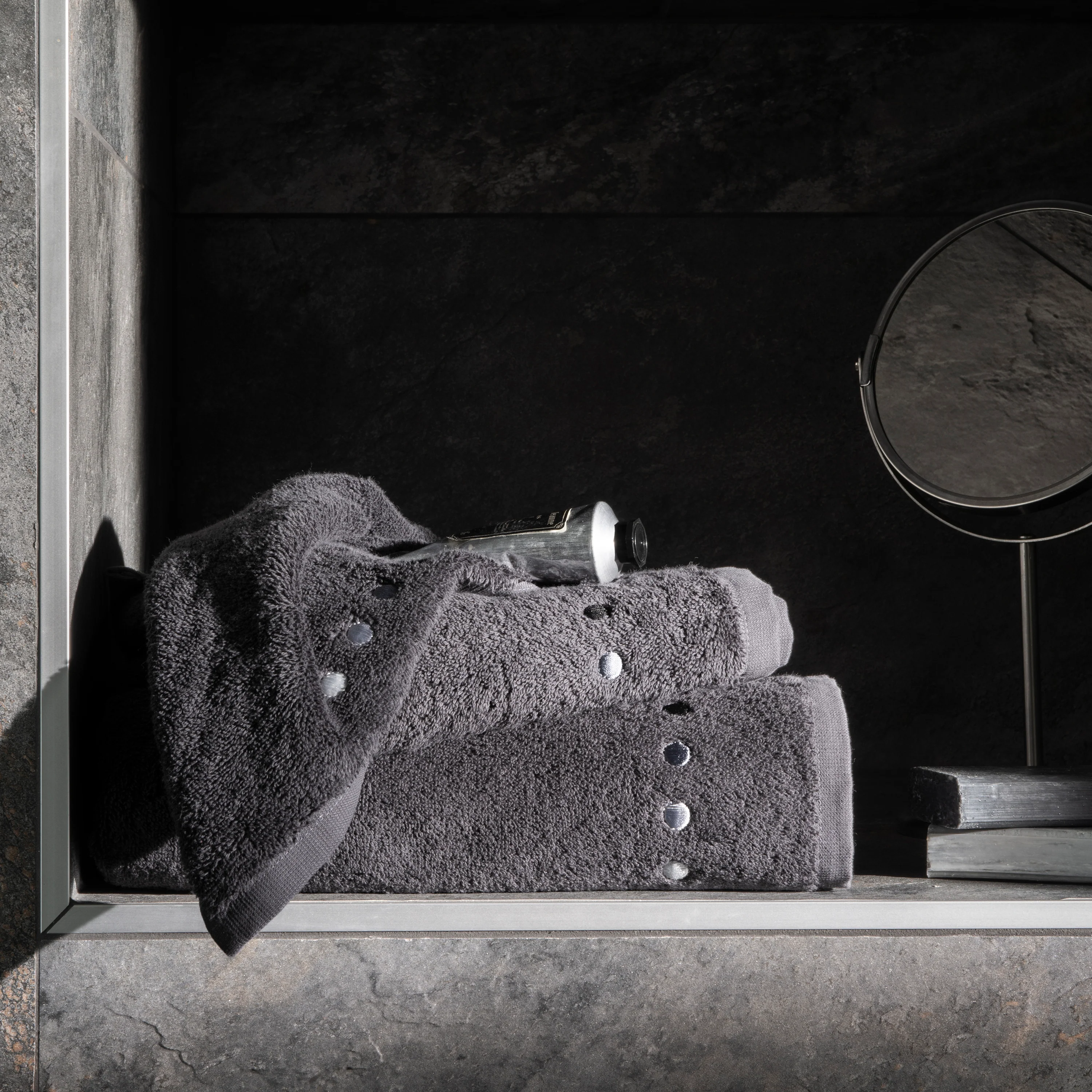 Dotsy Cotton Guest Towel - Coal - Image 2