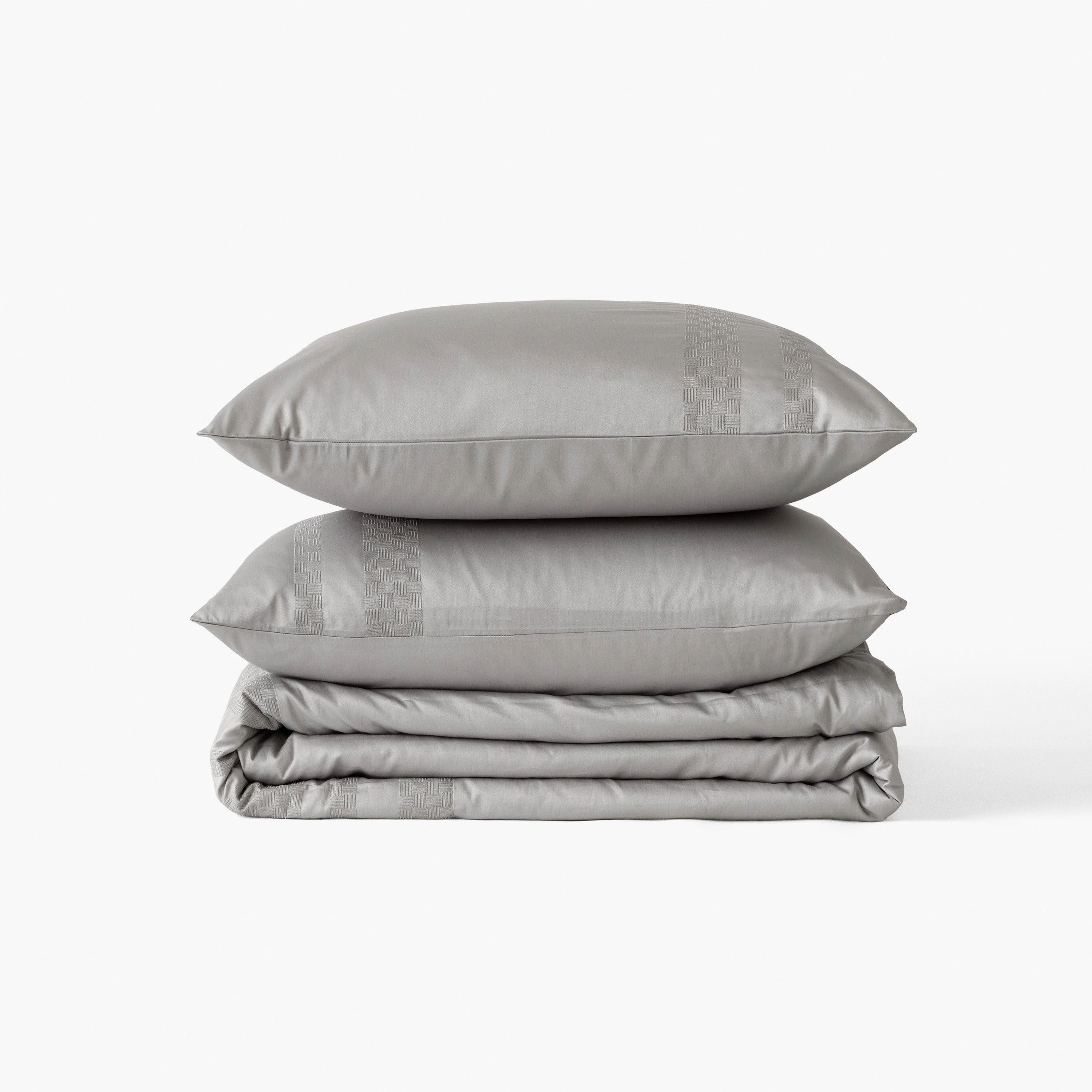 Duvet Cover in Cotton Satin Titane - Image 2