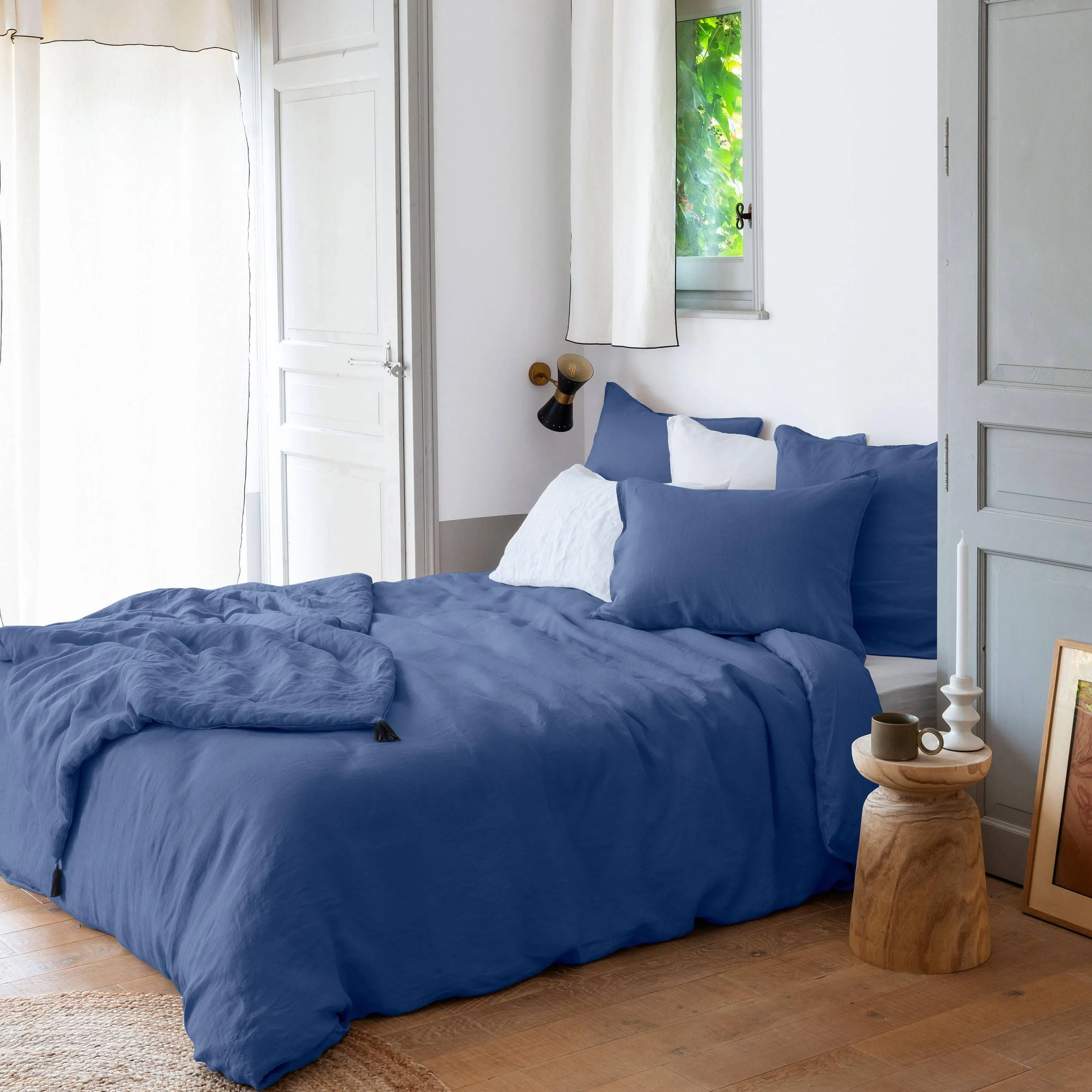 Songe Linen & Washed Cotton Duvet Cover - China Blue