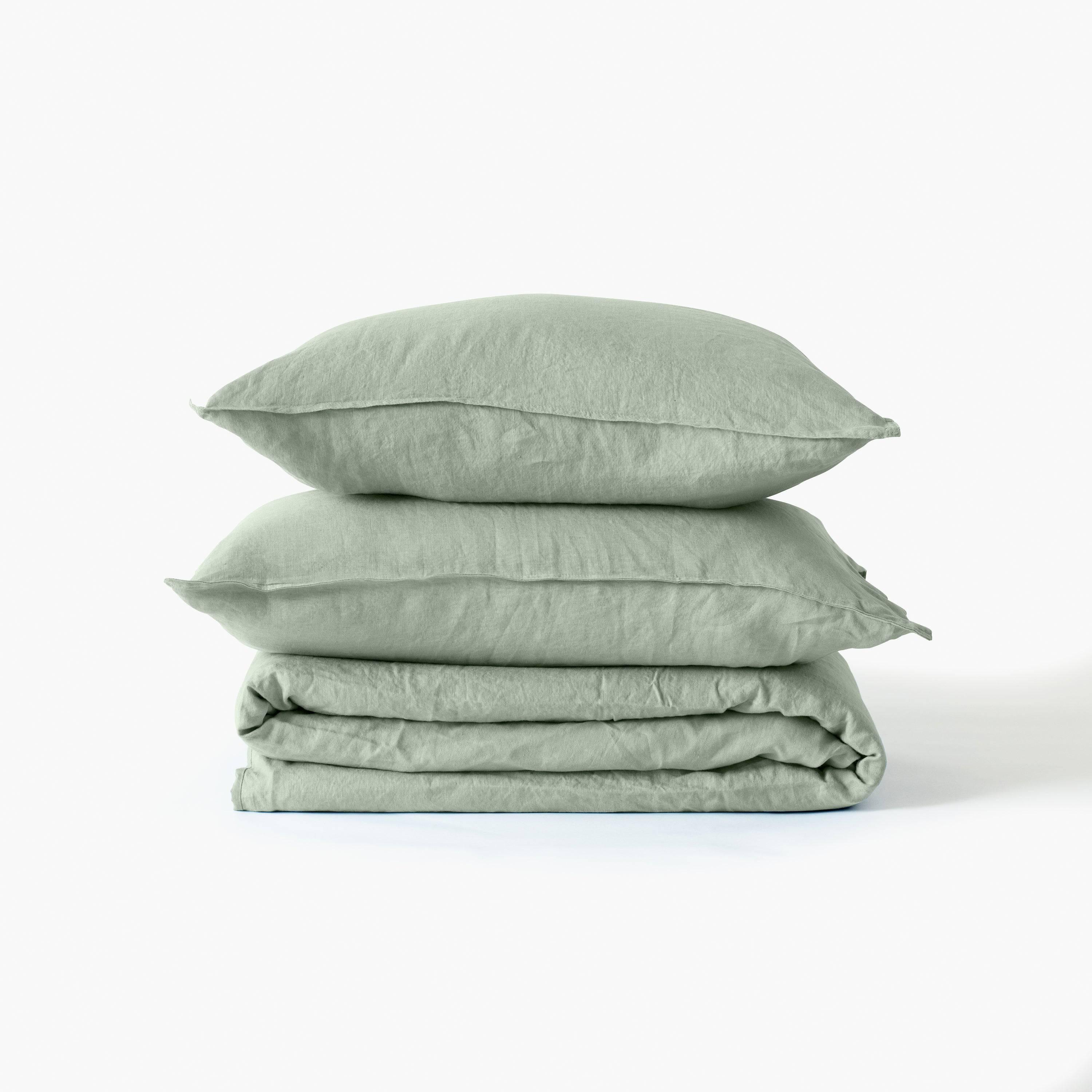 Songe Linen and Cotton Duvet Cover - Eucalyptus - Image 4