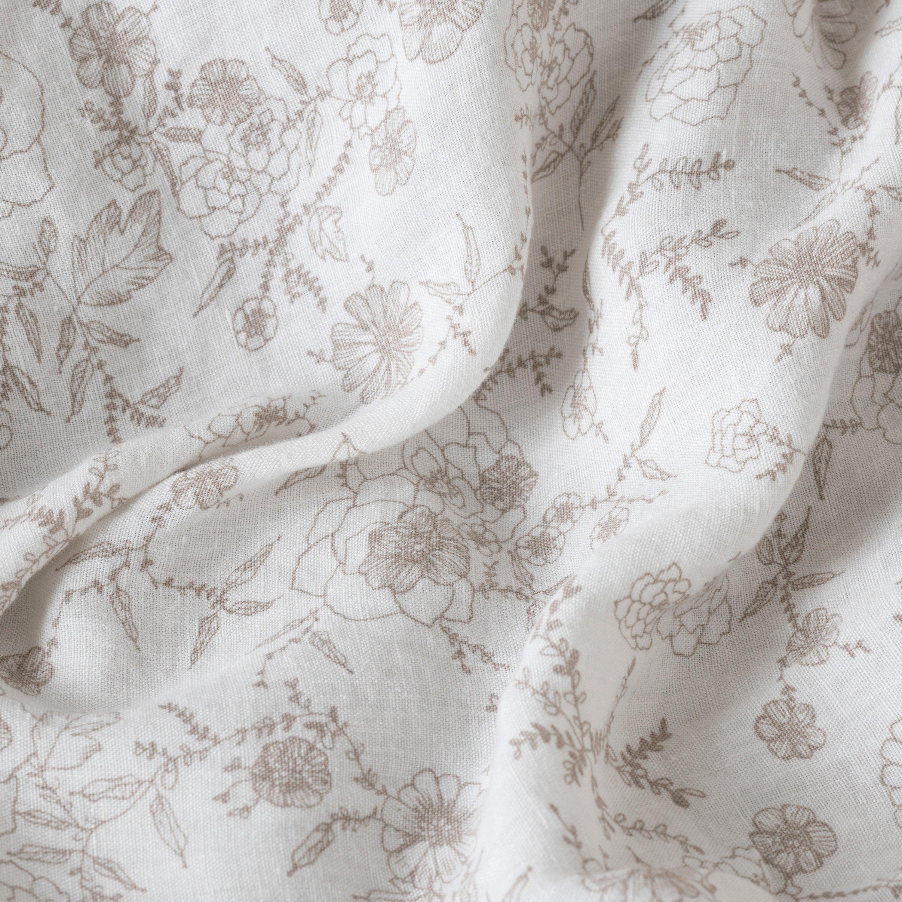 Songe Linen & Washed Cotton Duvet Cover - Floral Beige - Image 4