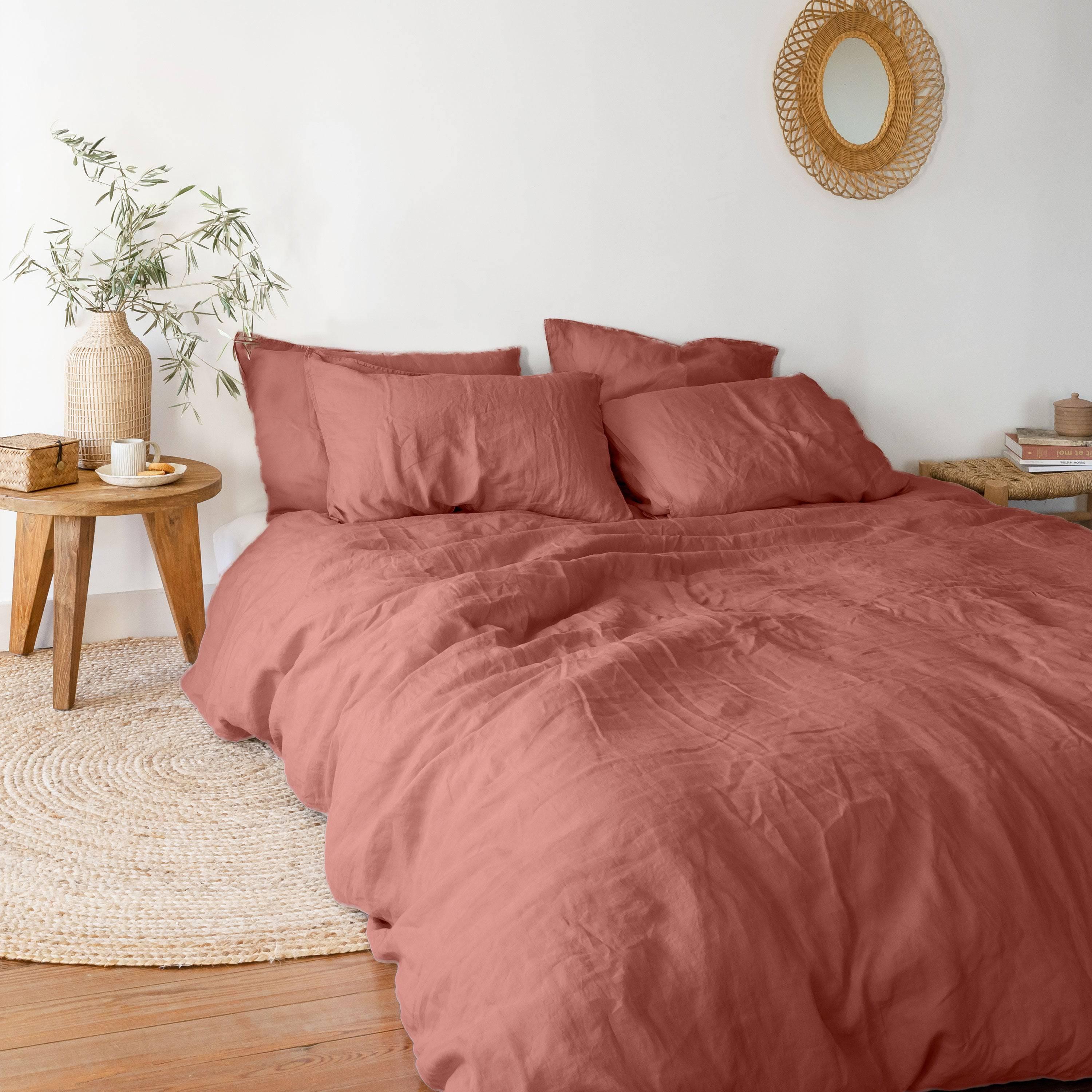 Songe Linen & Washed Cotton Duvet Cover - Terracotta