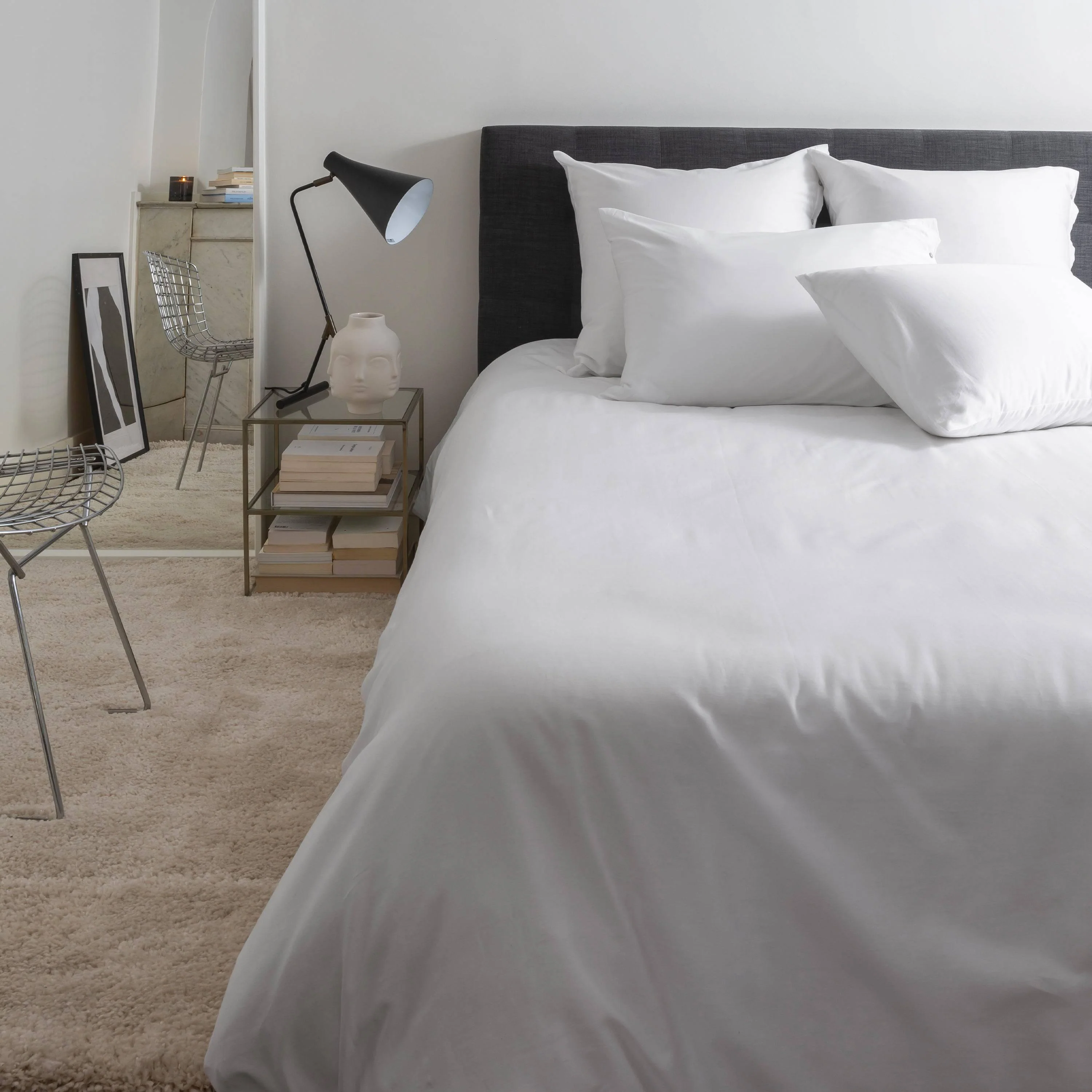 Quartz Organic Cotton Sateen Duvet Cover - White - Image 2
