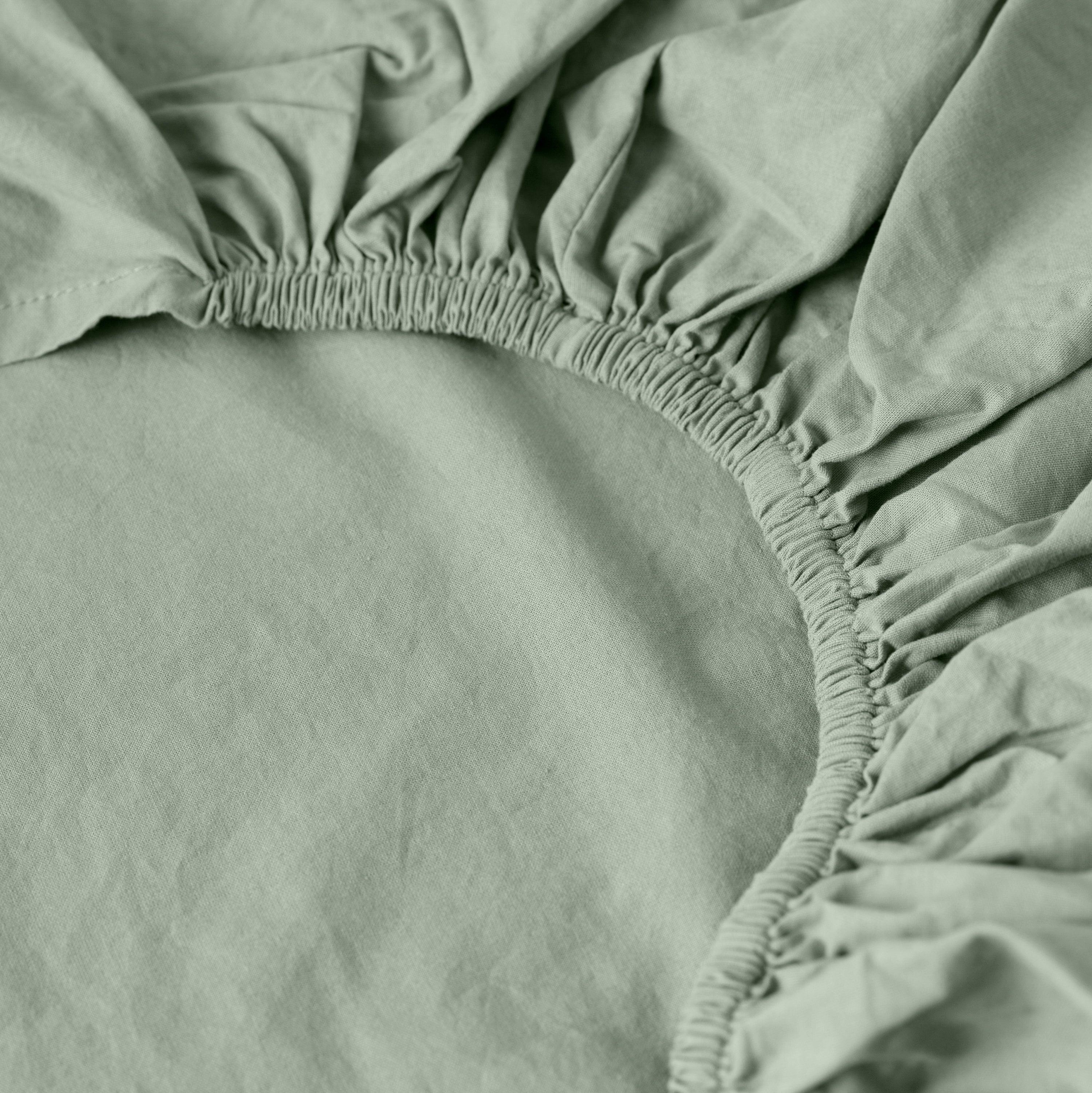 Songe Washed Cotton Fitted Sheet - Eucalyptus - Image 2