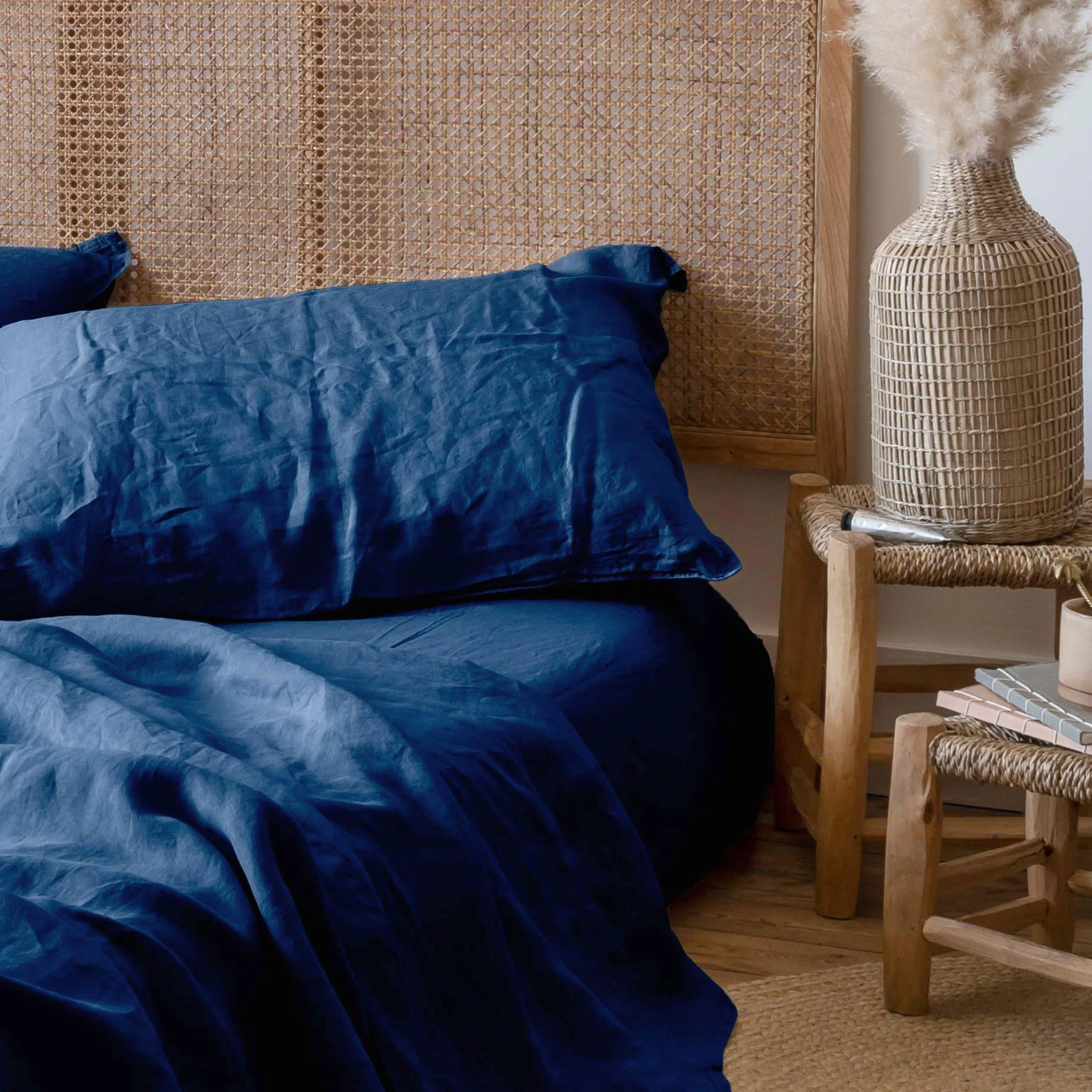 Songe Washed Cotton Fitted Sheet - Ink - Image 3