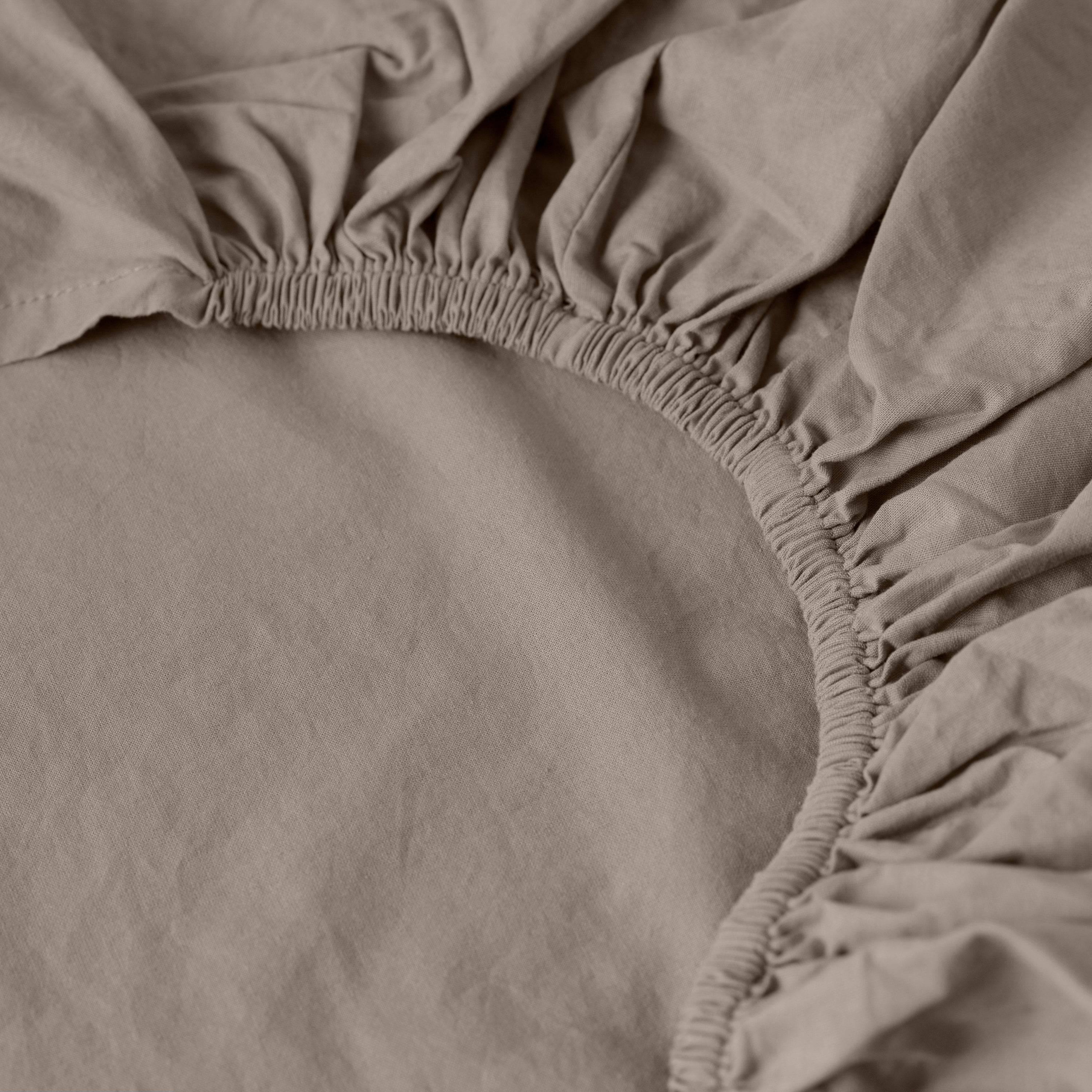 Songe Washed Cotton Fitted Sheet - Taupe - Image 2