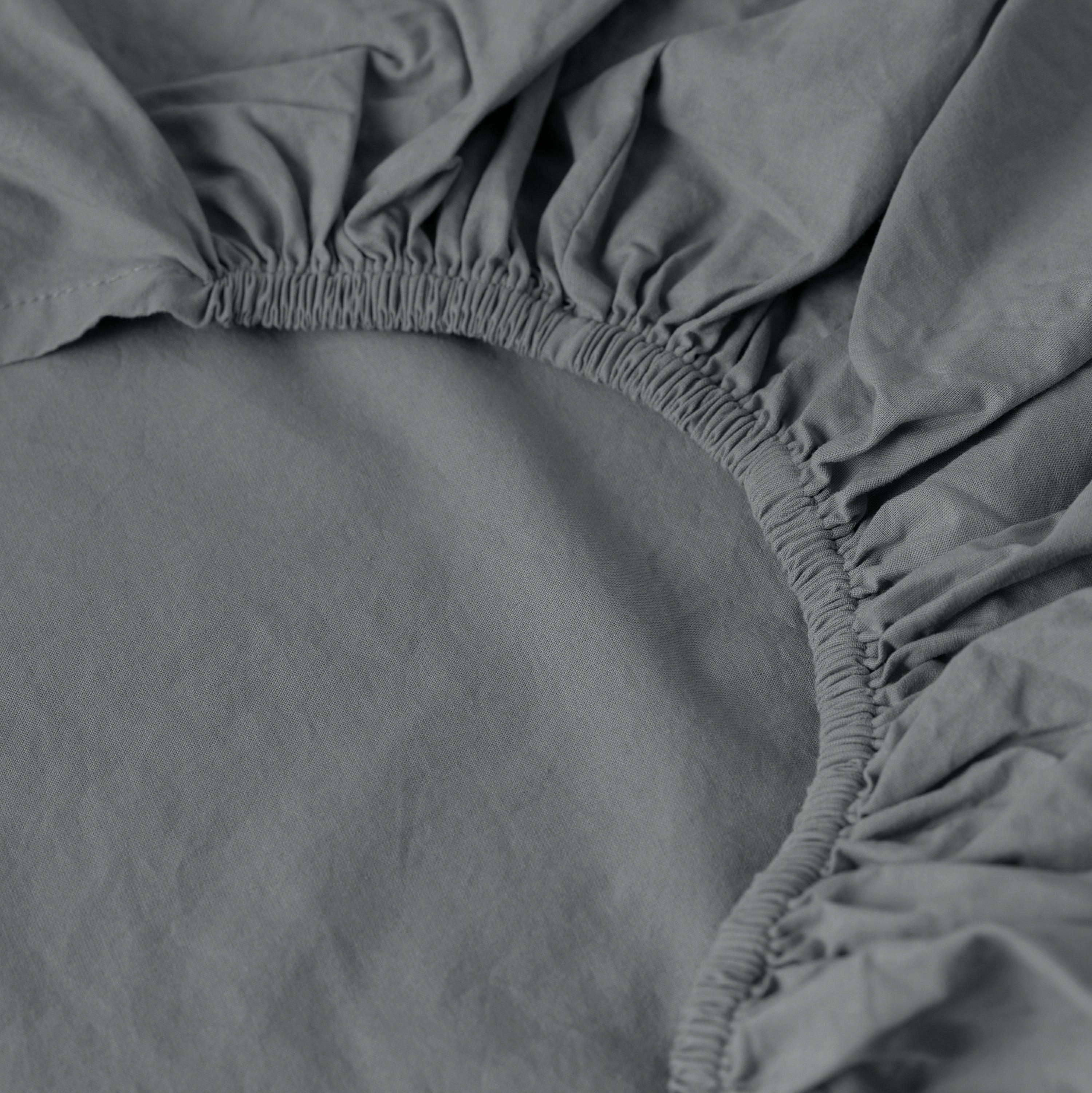 Songe Washed Cotton Fitted Sheet - Ash Khaki - Image 2