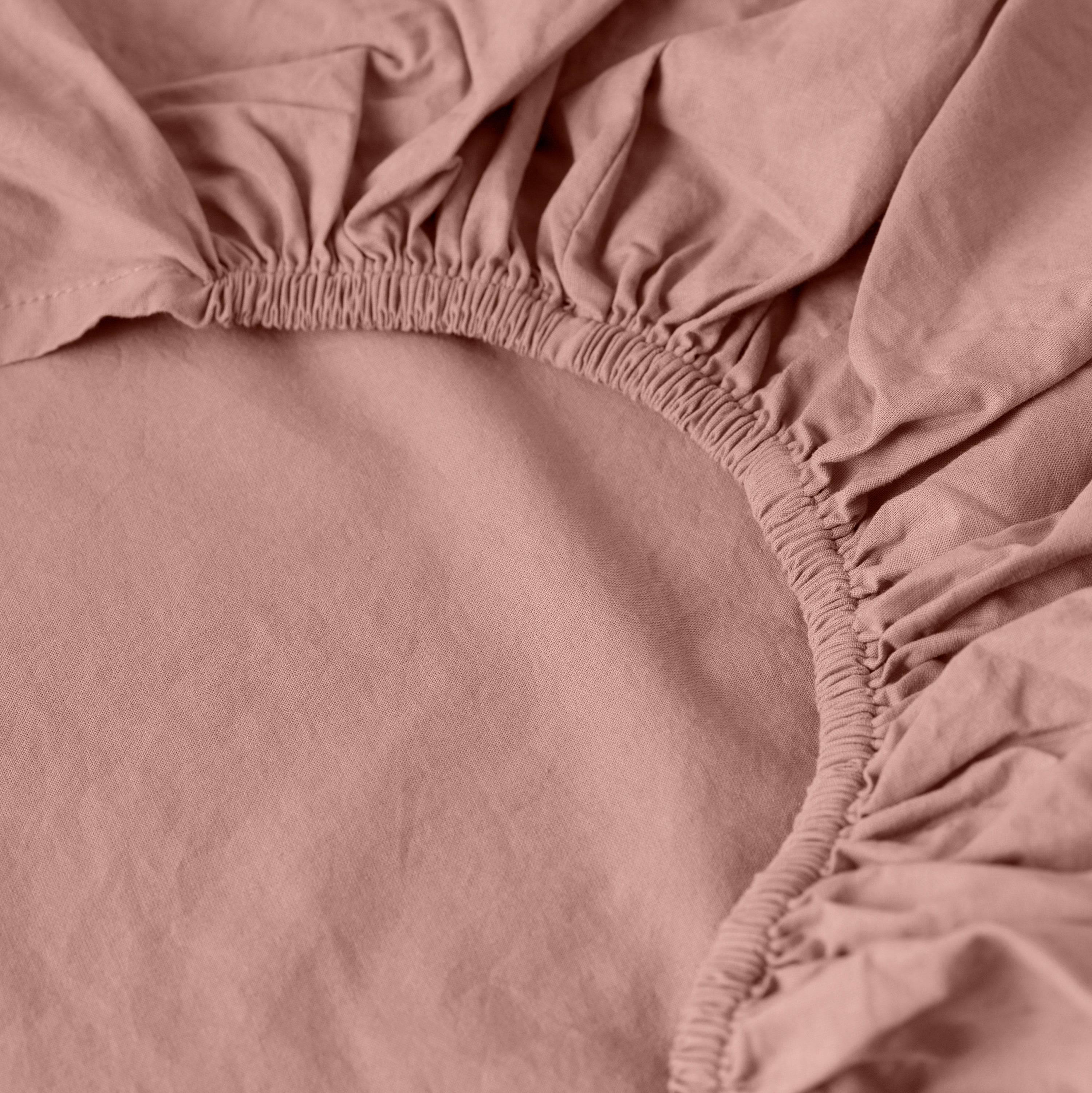 Songe Washed Cotton Fitted Sheet - Ash Pink - Image 2