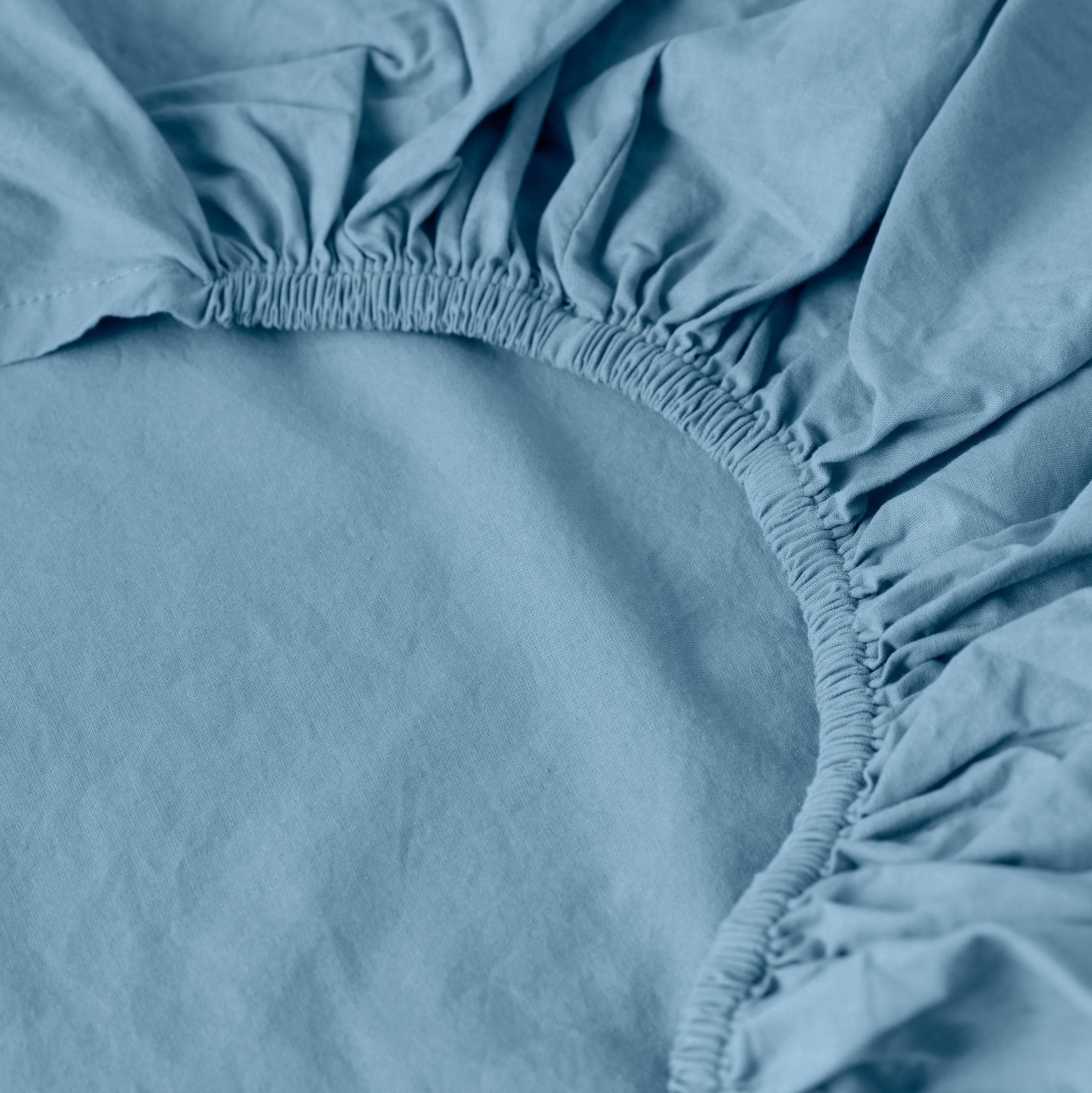 Songe Washed Cotton Fitted Sheet - Baltic Blue - Image 2