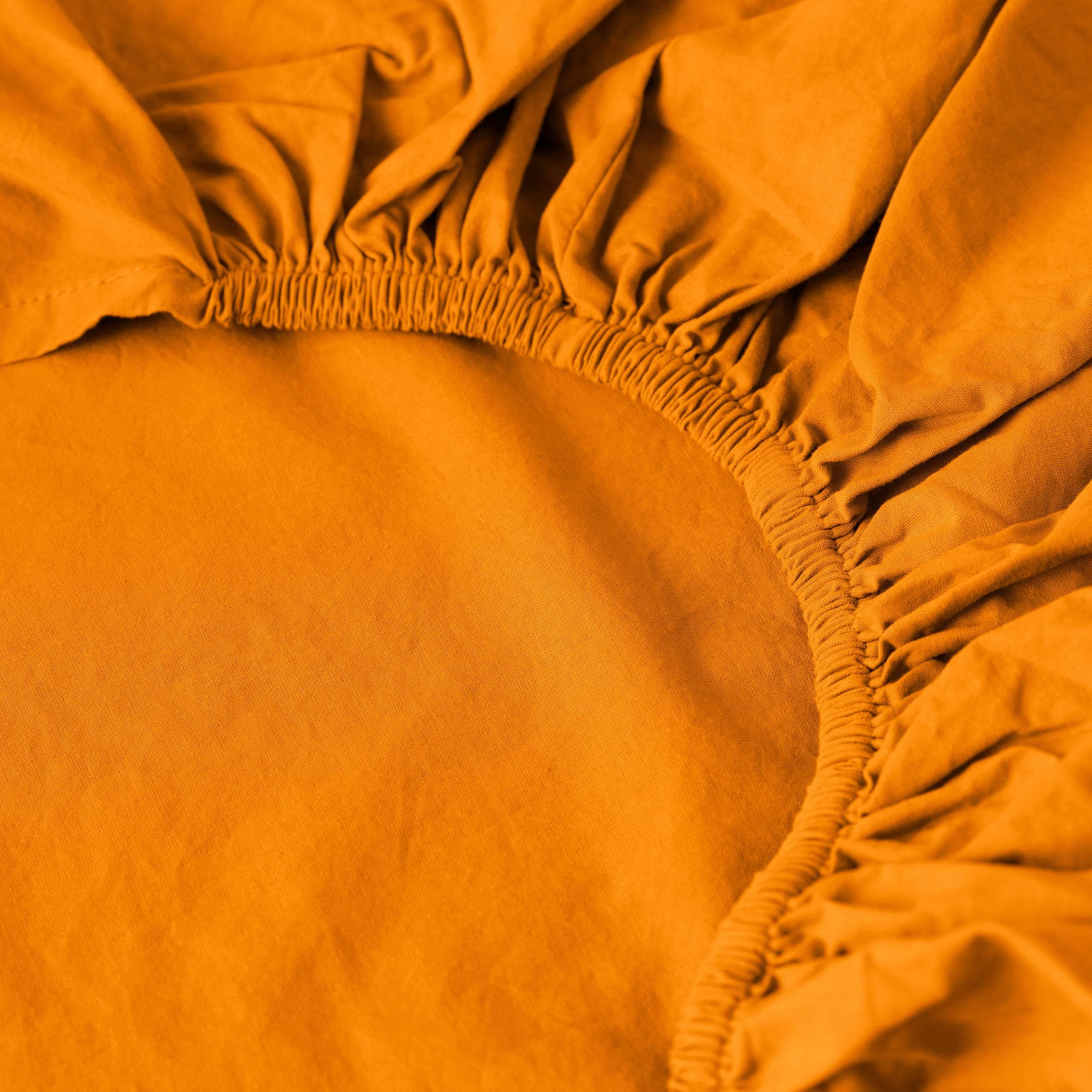 Songe Washed Cotton Fitted Sheet - Turmeric - Image 2