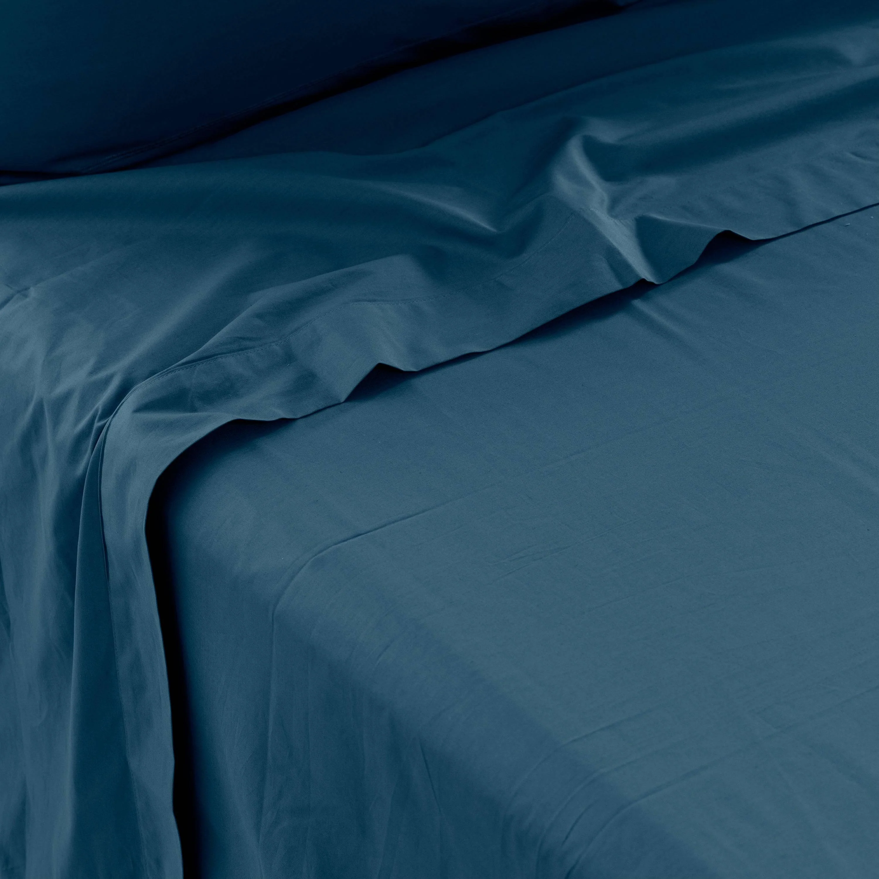 Neo Cotton Percale Flat Sheet - Prussian Blue - Image 3