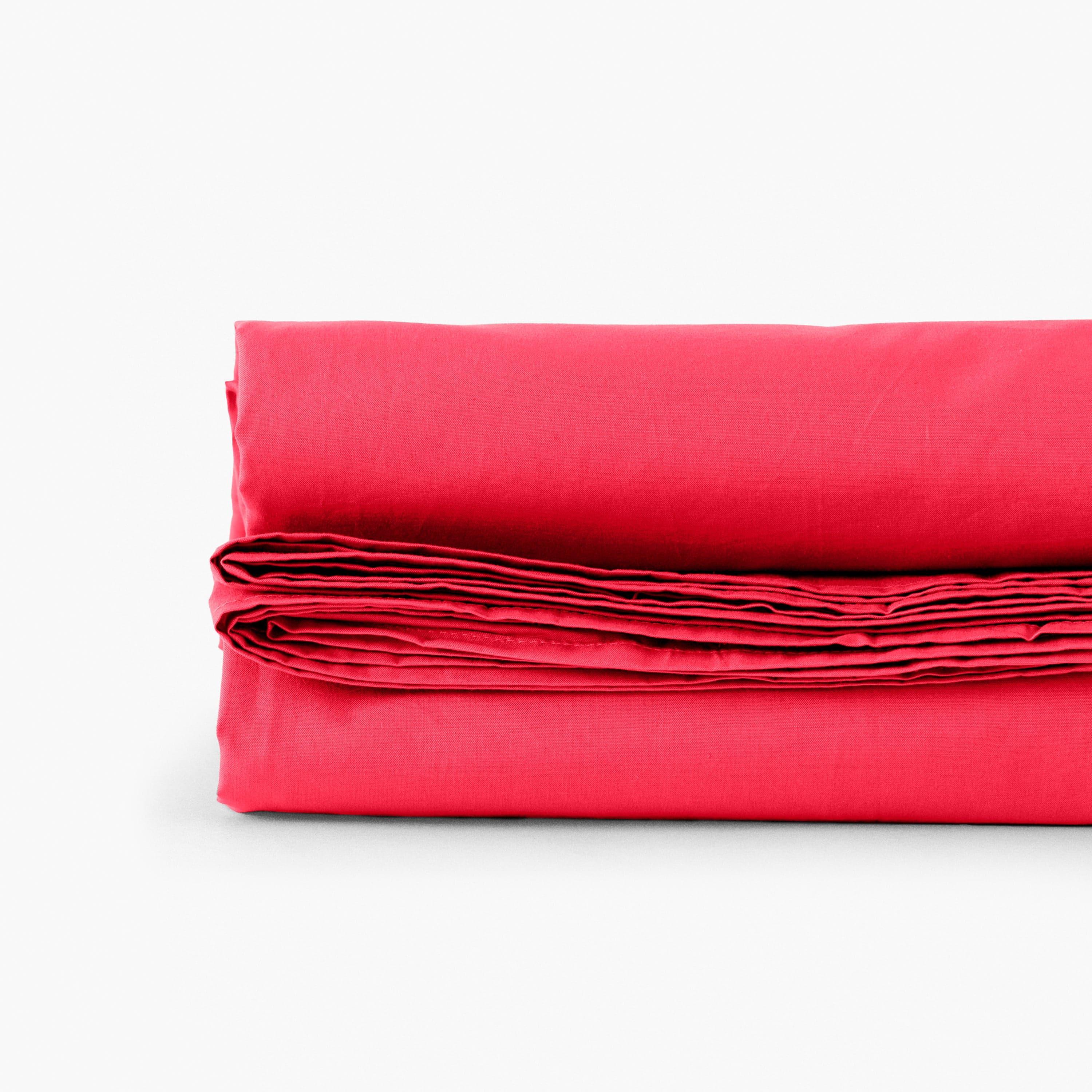 Neo Cotton Percale Flat Sheet - Raspberry - Image 3