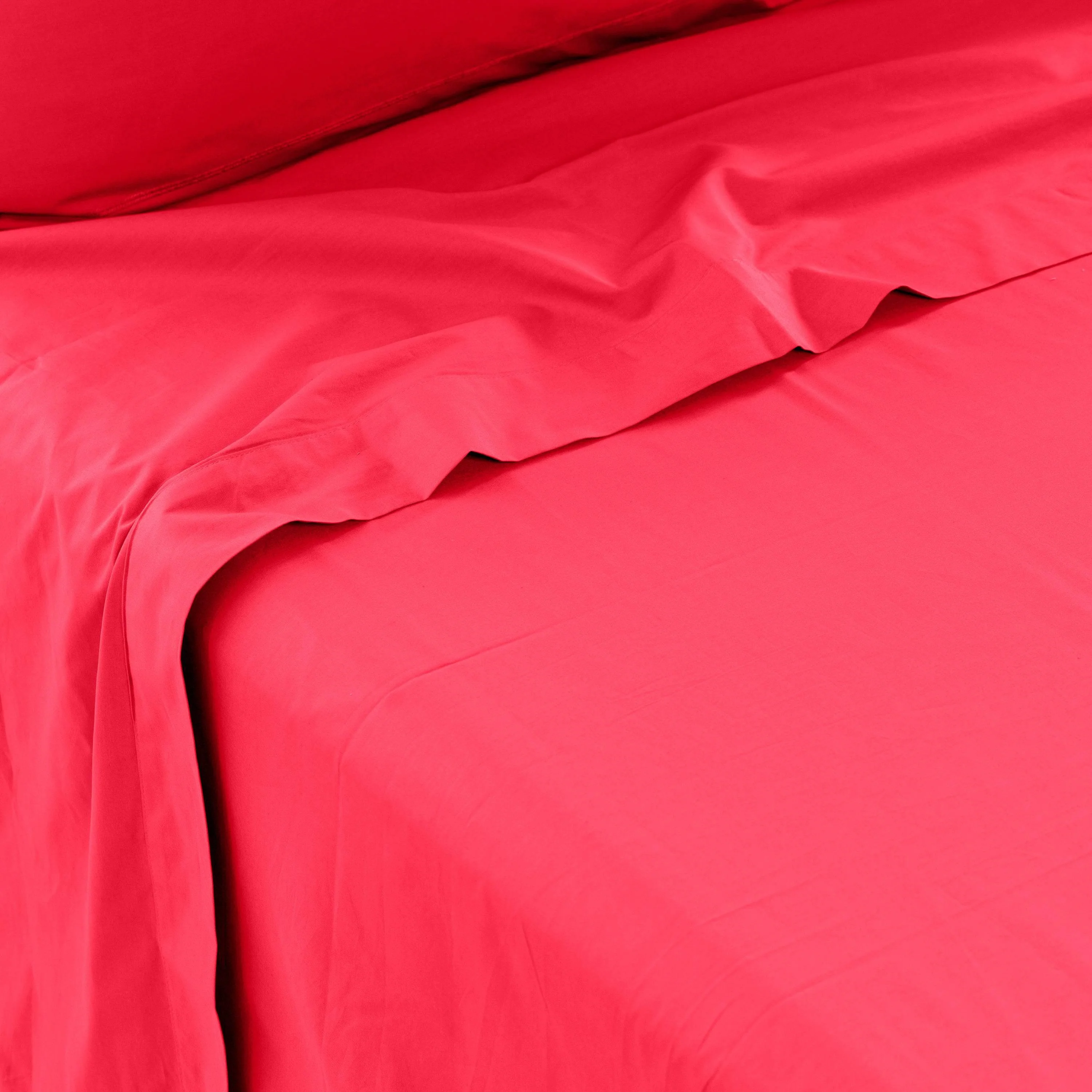 Neo Cotton Percale Flat Sheet - Raspberry - Image 4