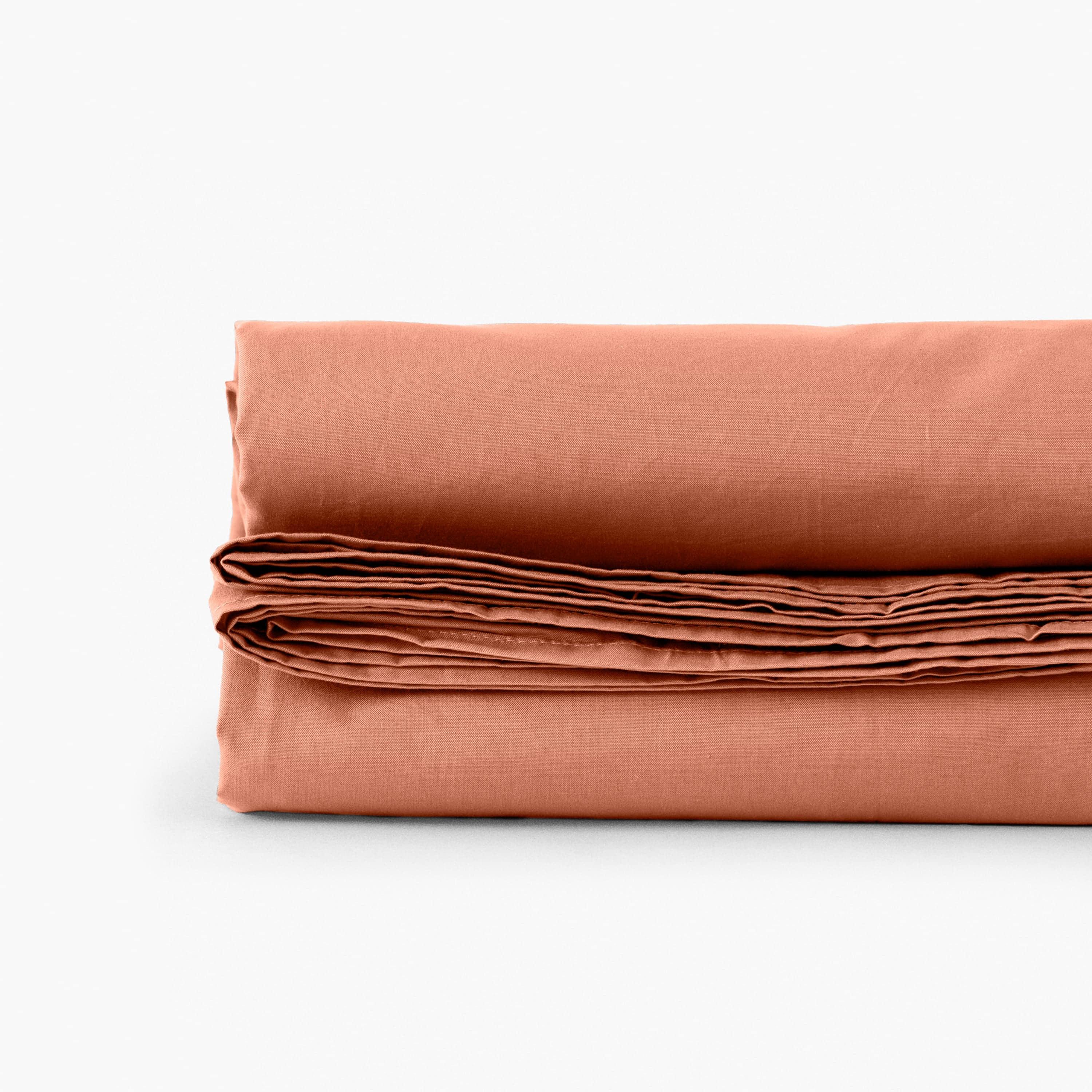 Neo Cotton Percale Flat Sheet - Terracotta - Image 3