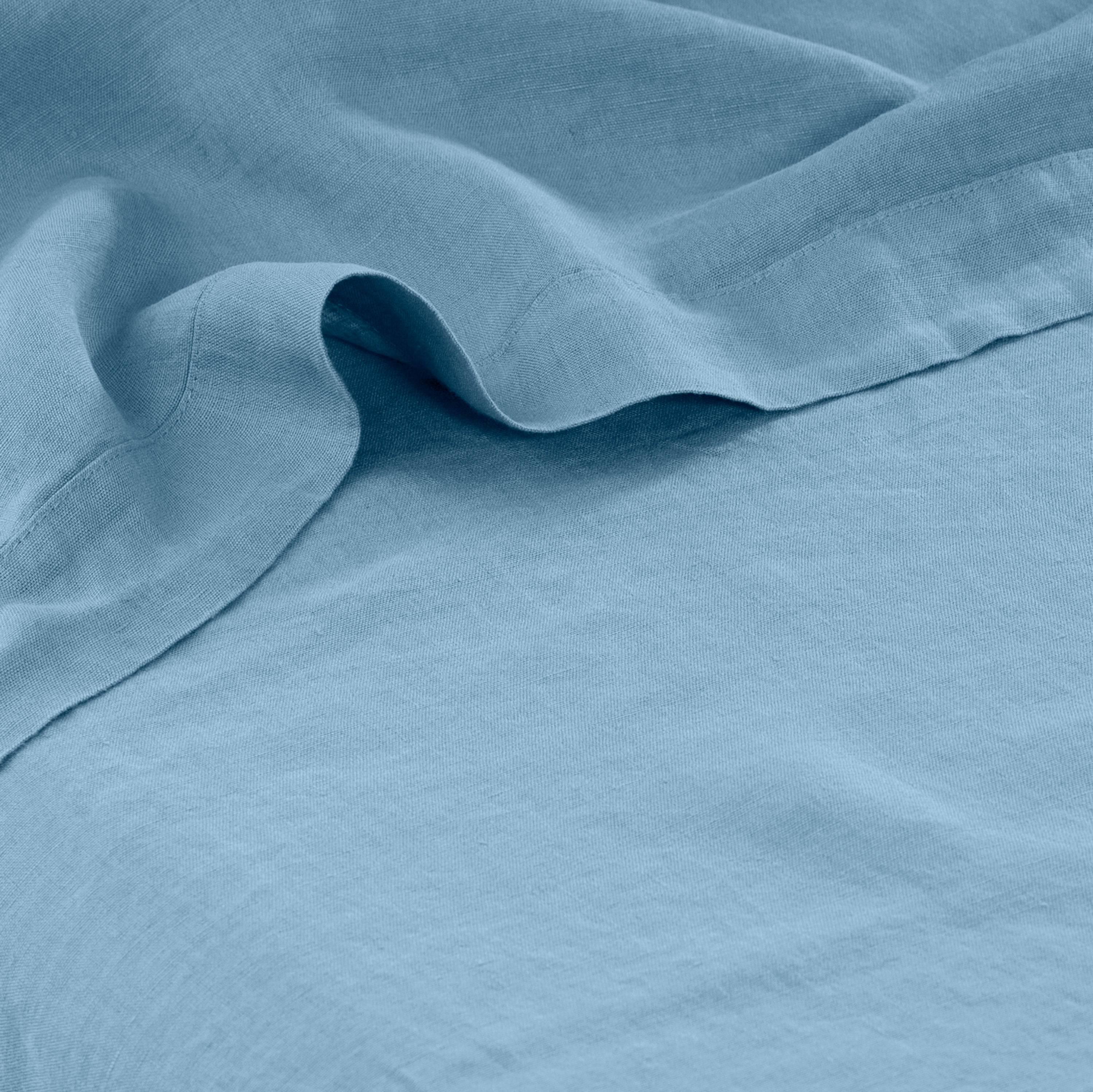 Songe Washed Linen Flat Sheet - Baltic Blue - Image 3