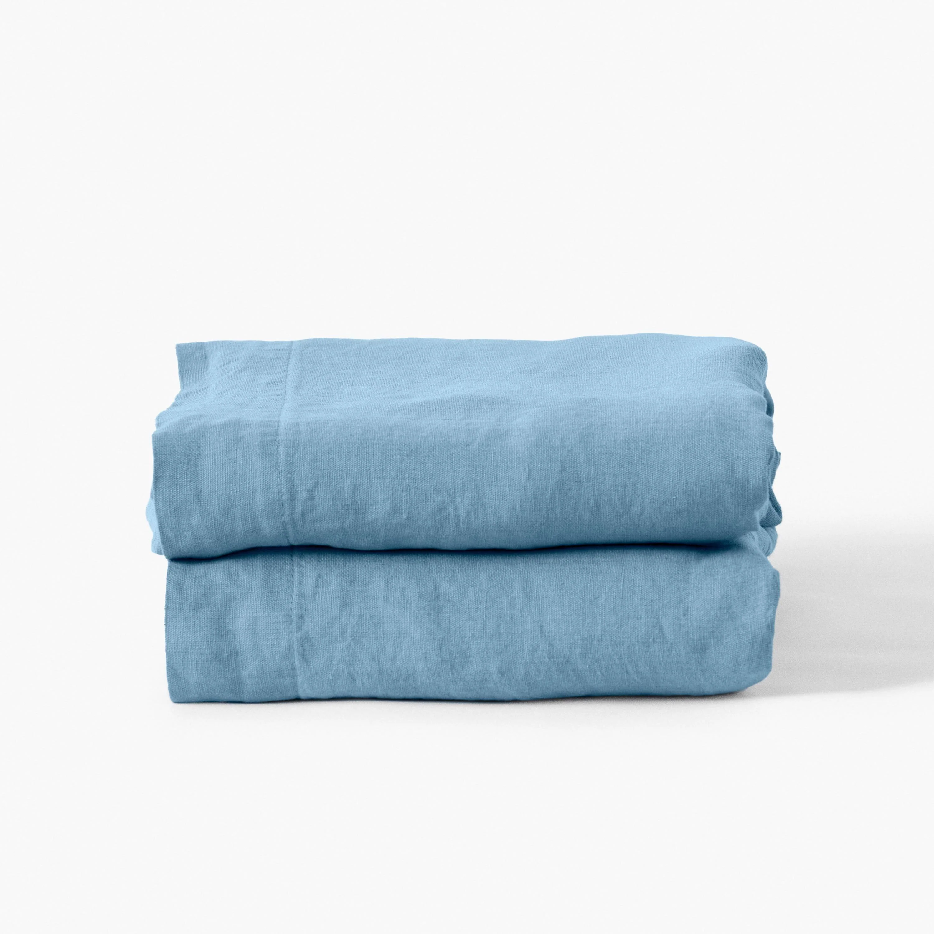 Songe Washed Linen Flat Sheet - Baltic Blue - Image 4