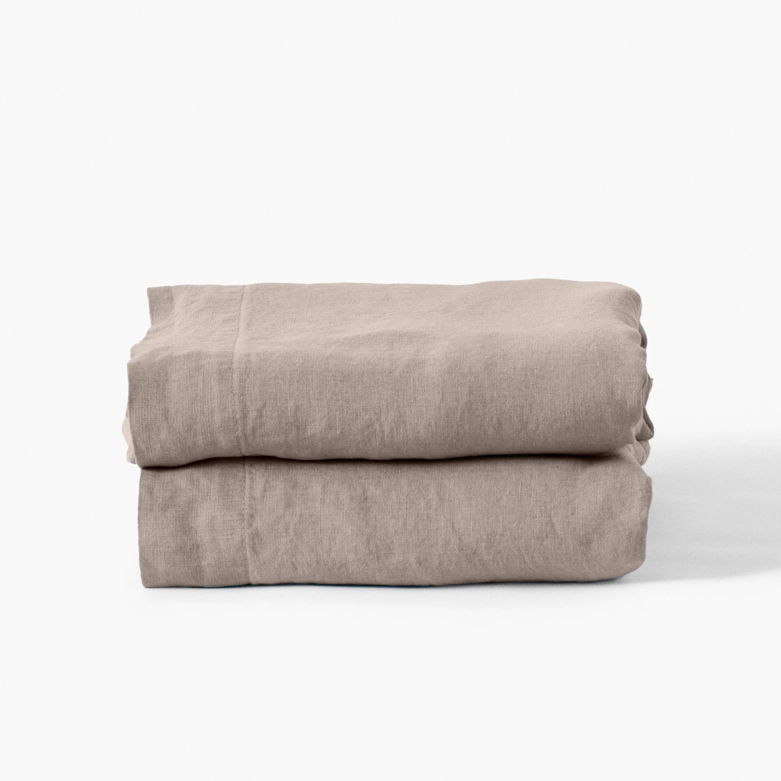 Songe Washed Linen Flat Sheet - Beige Grey - Image 3