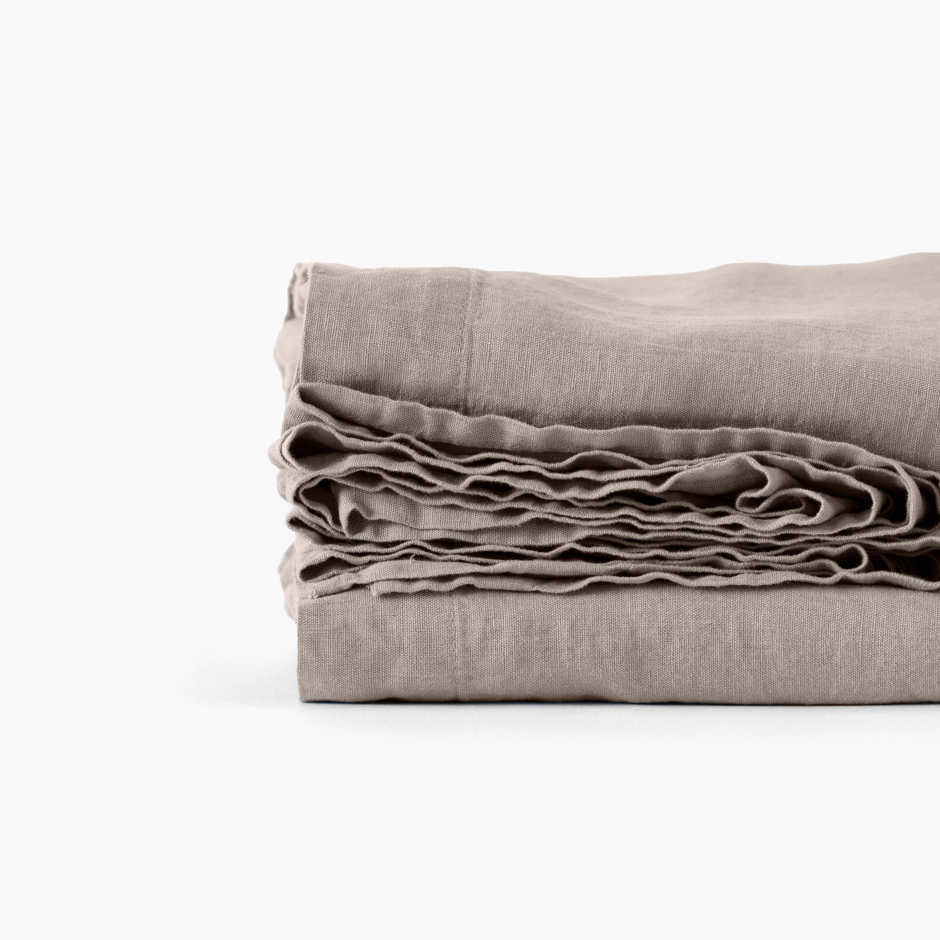 Songe Washed Linen Flat Sheet - Beige Grey - Image 4