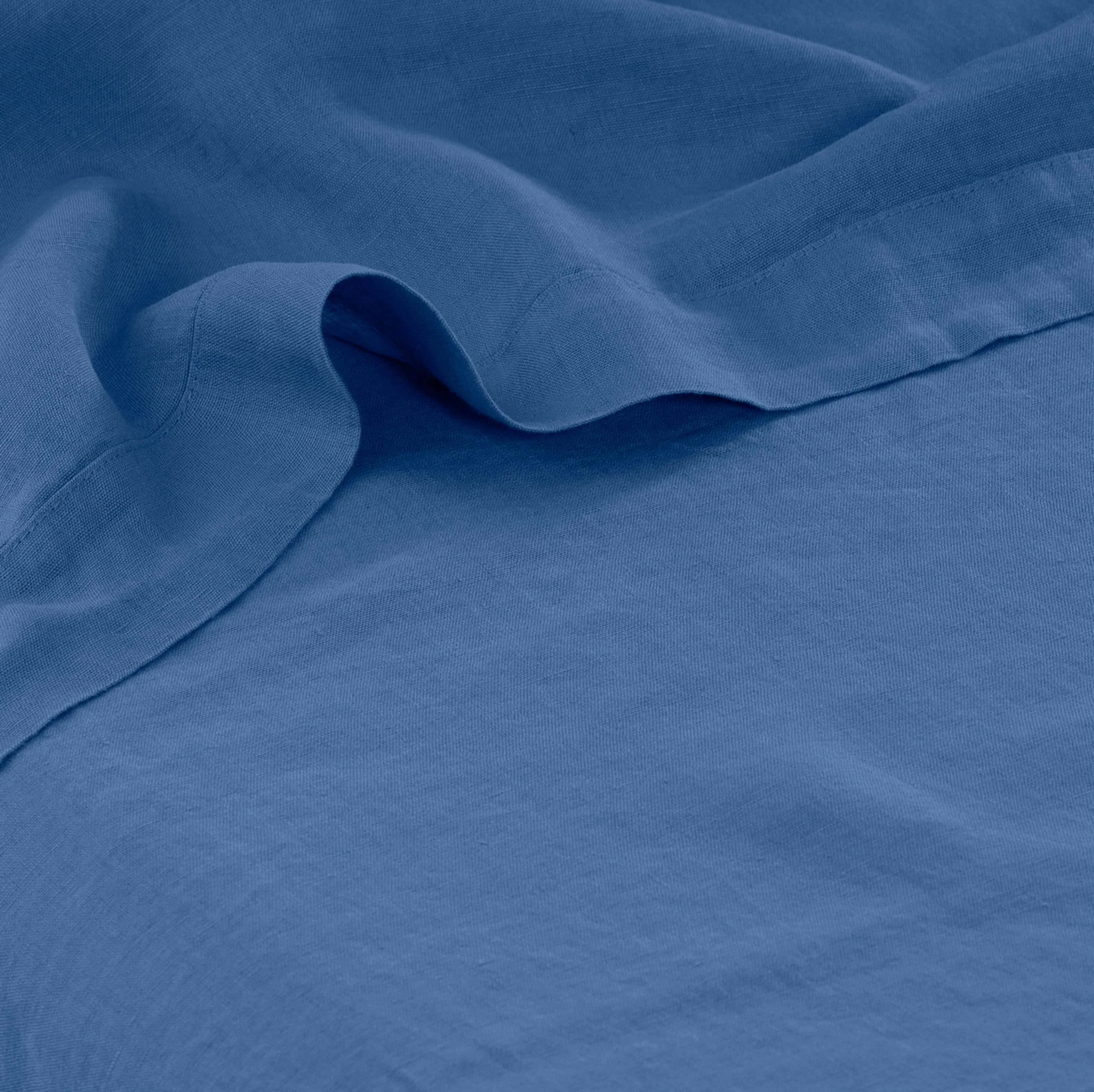 Songe Washed Linen Flat Sheet - China Blue - Image 3