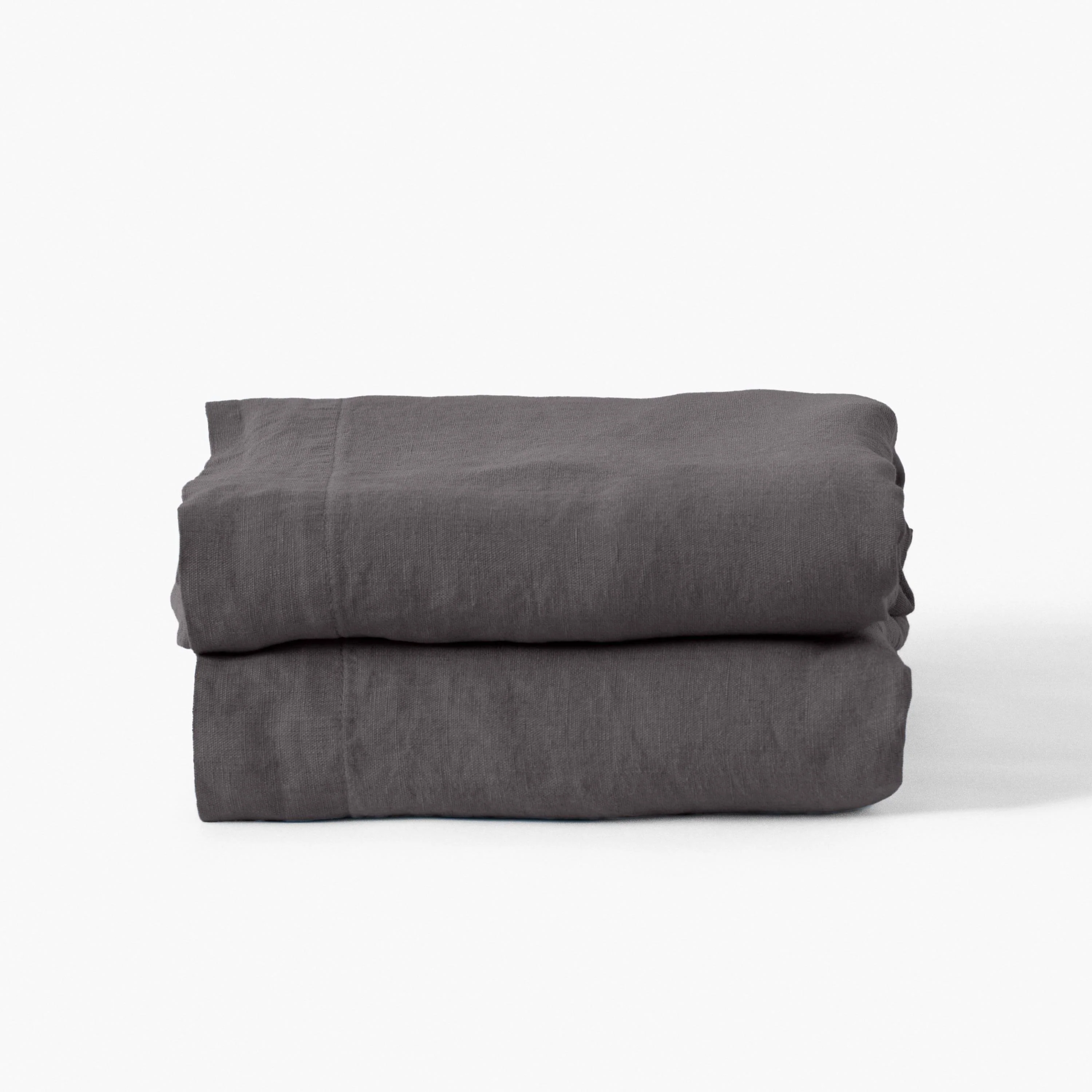 Songe Washed Linen Flat Sheet - Charcoal - Image 3