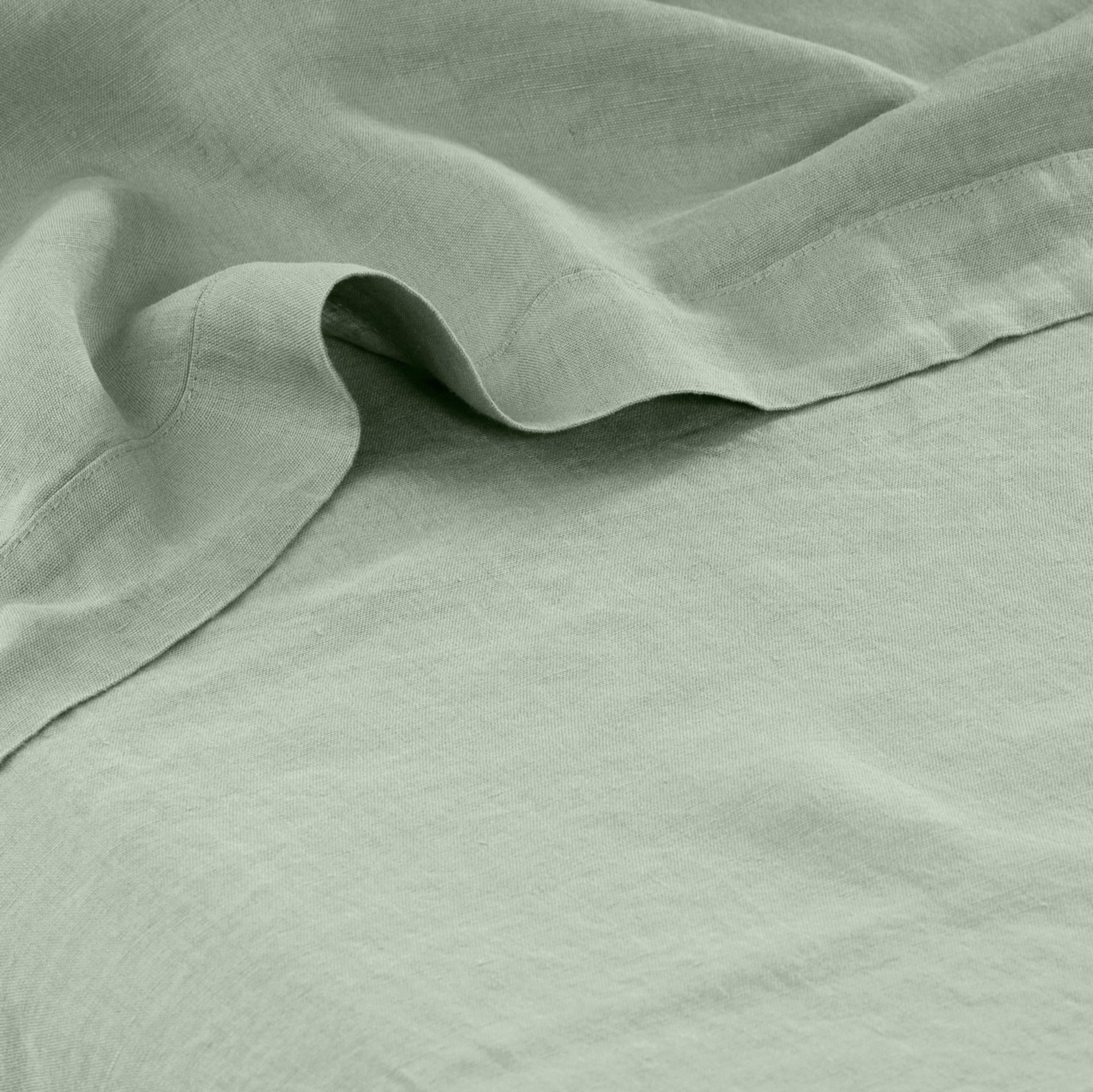 Songe Washed Linen Flat Sheet - Eucalyptus - Image 4