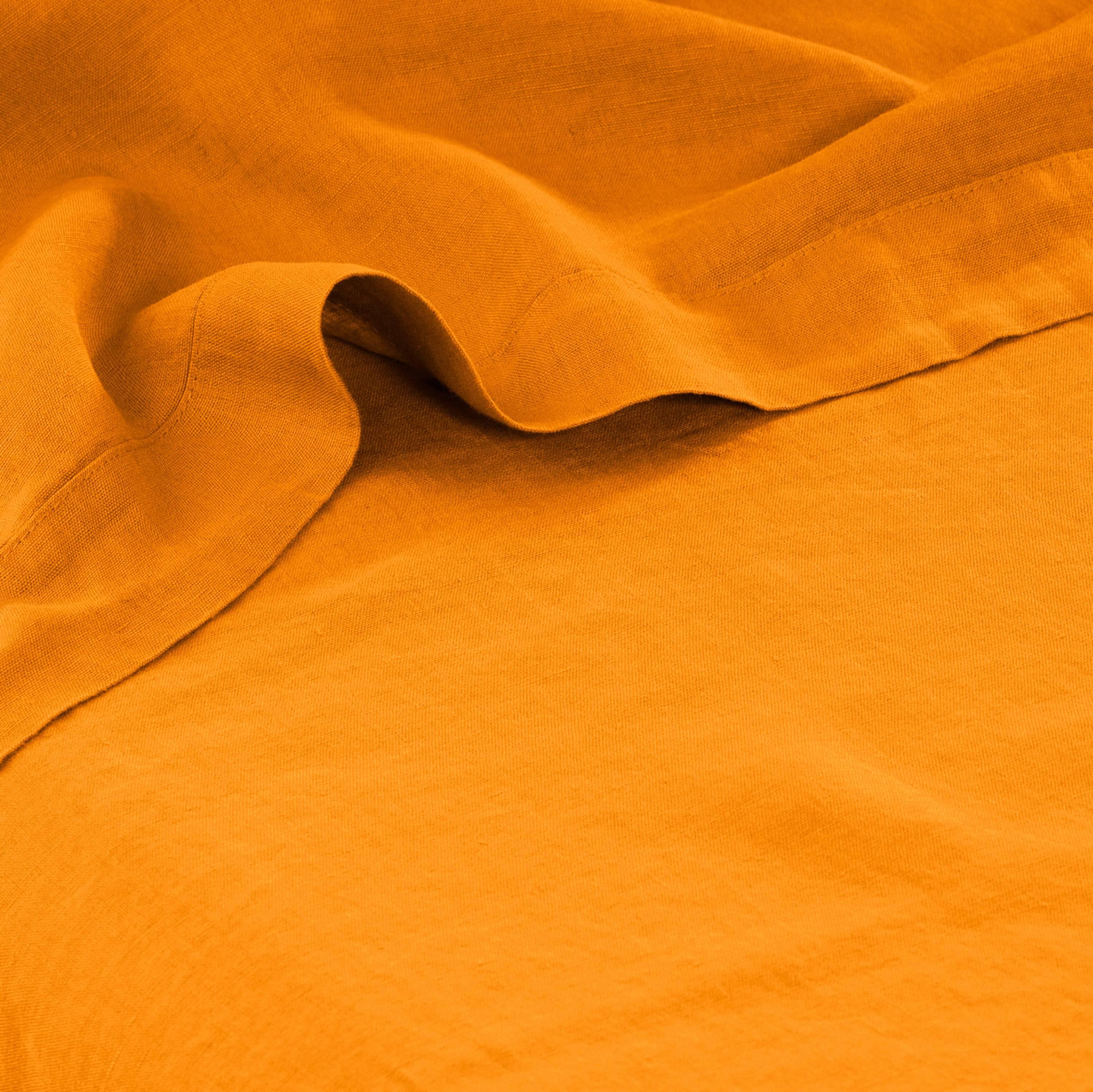 Songe Washed Linen Flat Sheet - Turmeric - Image 3