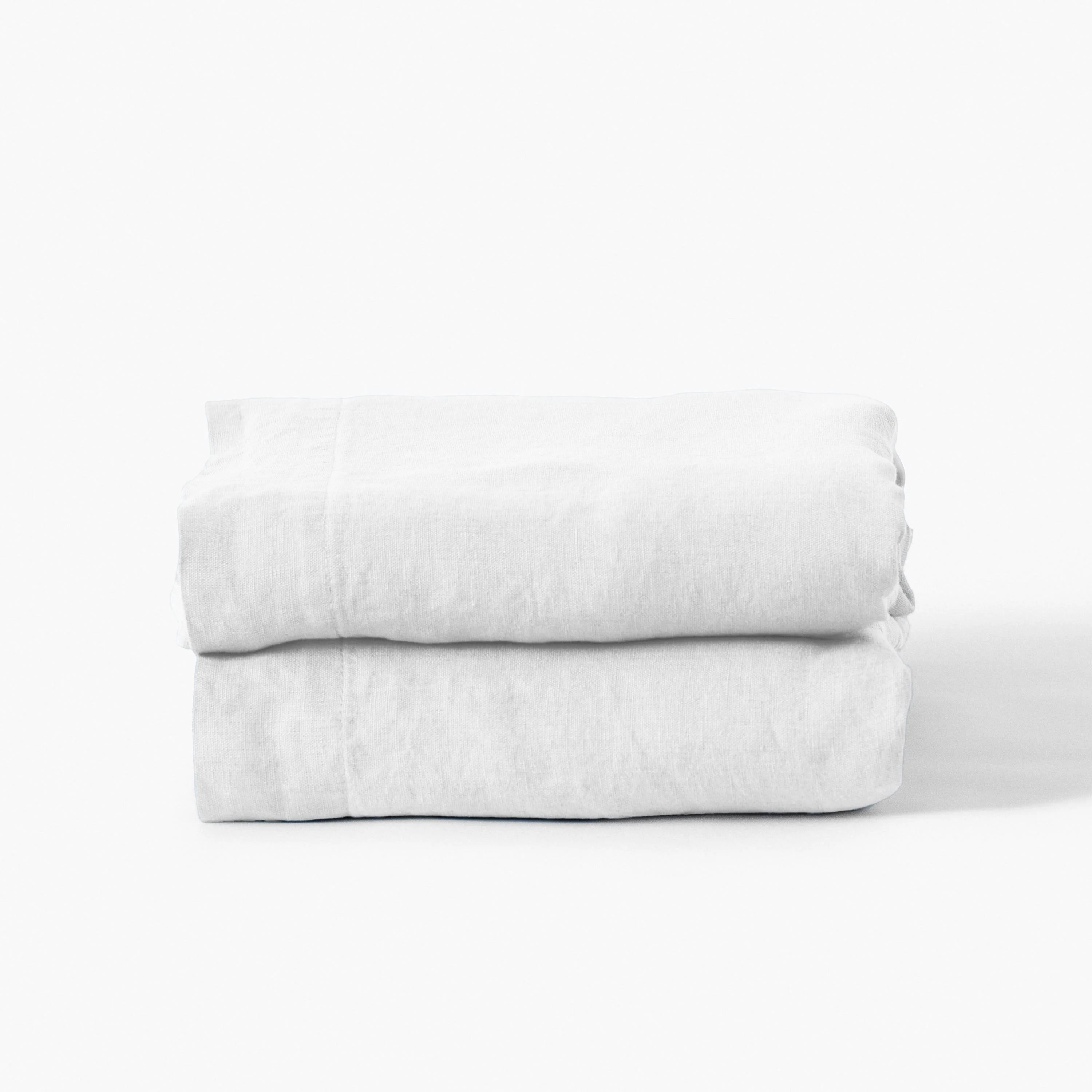Songe Washed Linen Flat Sheet - White - Image 3