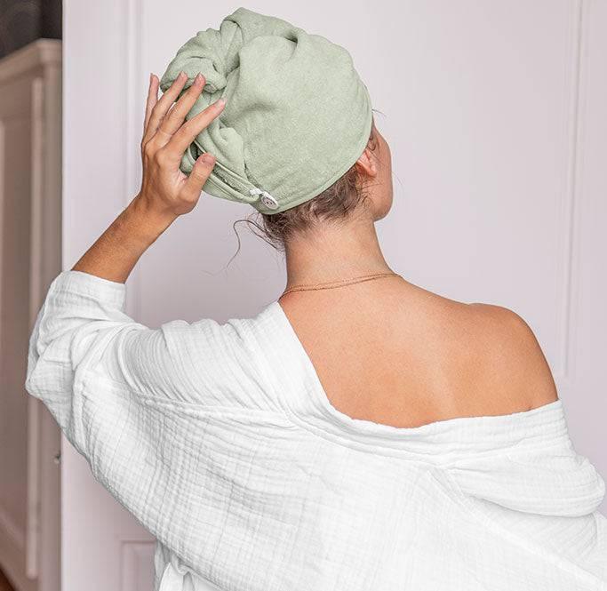 Naturelle Organic Cotton Hair Towel - Eucalyptus - Image 2