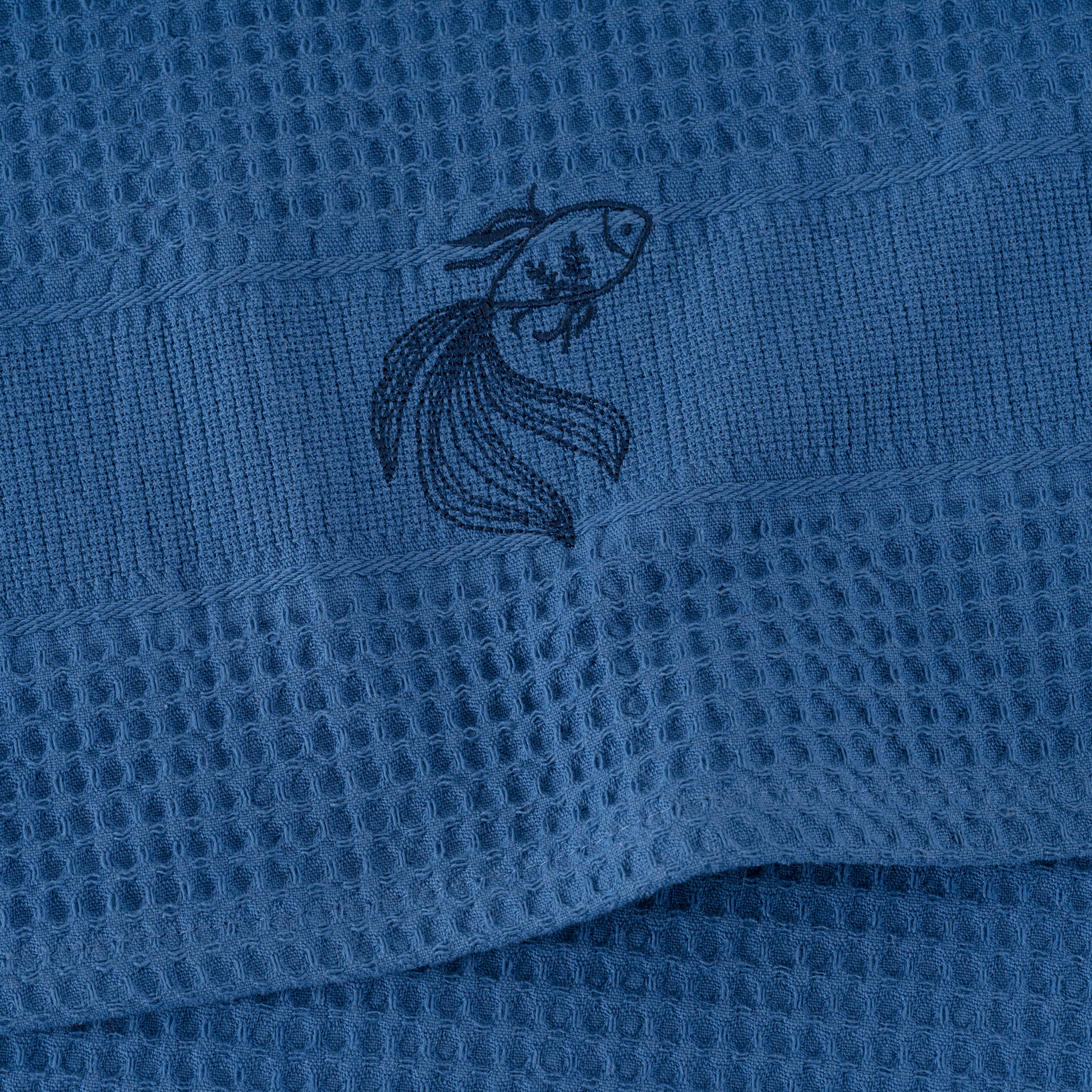 Halfmoon Cotton Tea Towel - Indigo - Image 4