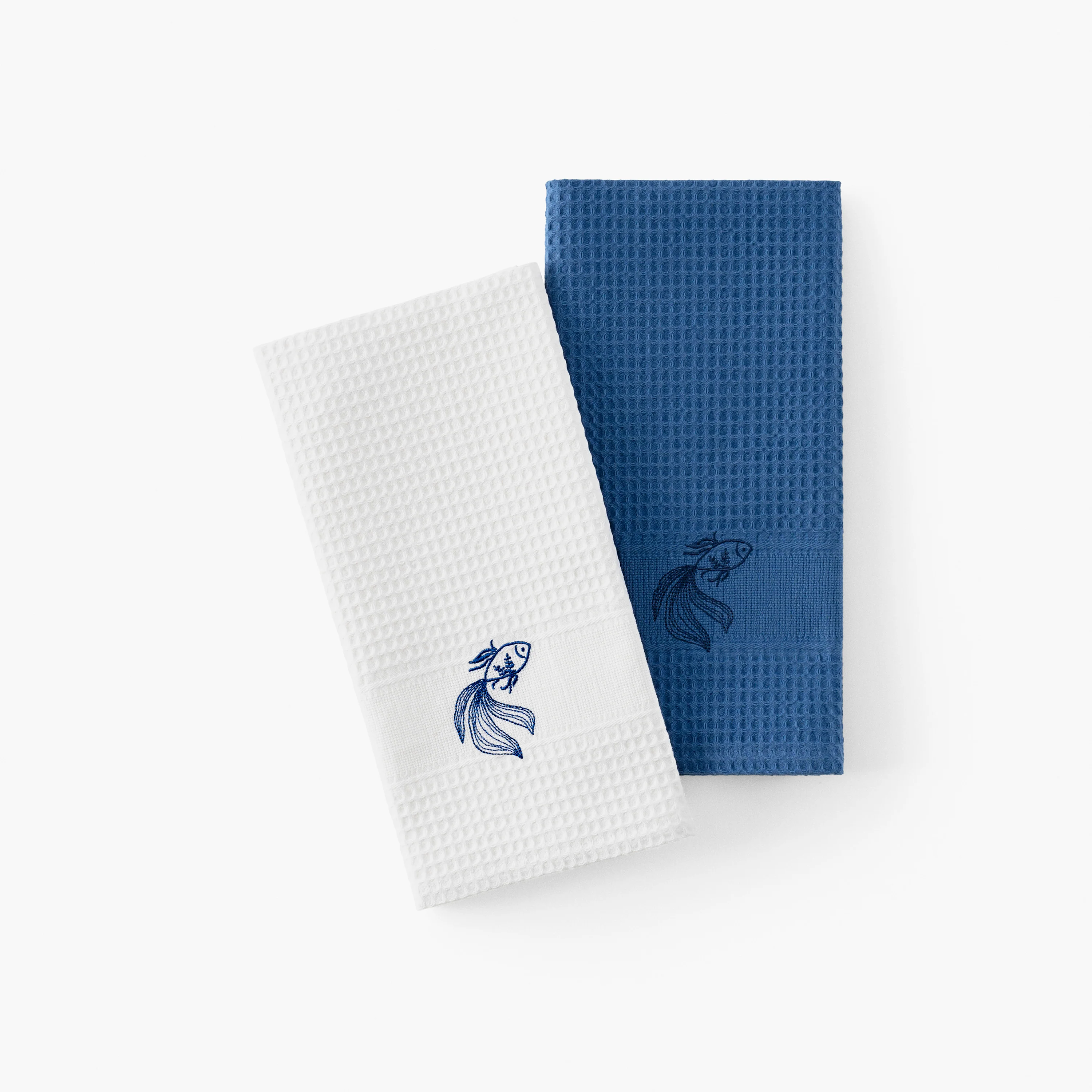 Halfmoon Cotton Tea Towel - Indigo - Image 6