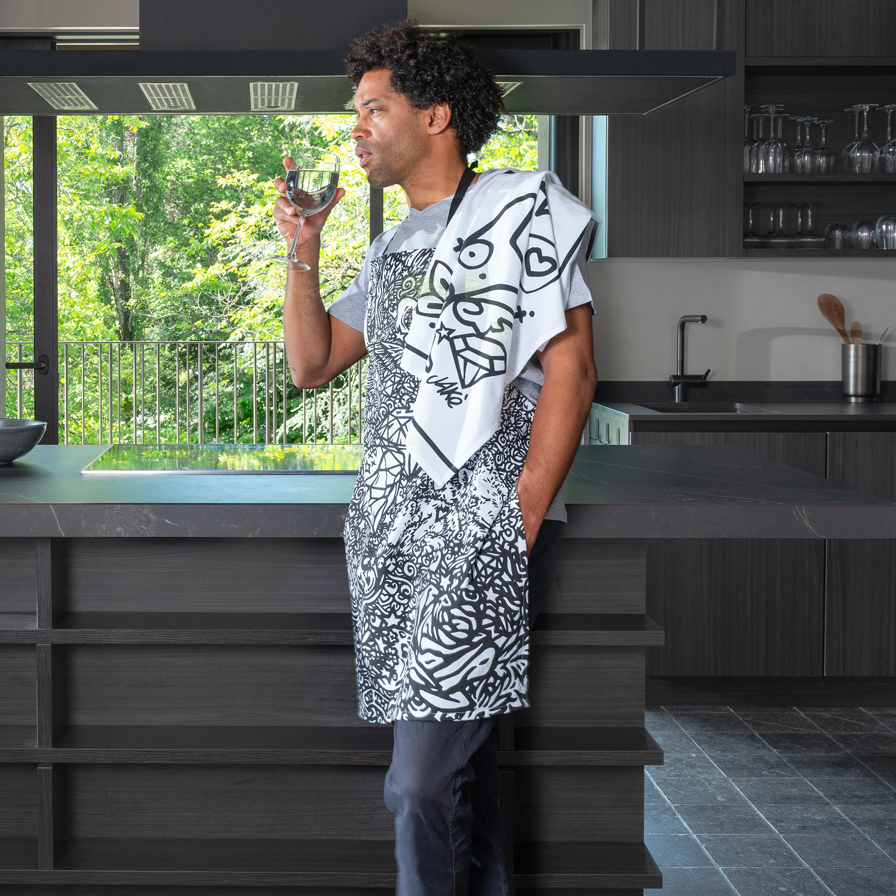 Jakè24 Cotton Kitchen Apron - White - Image 3