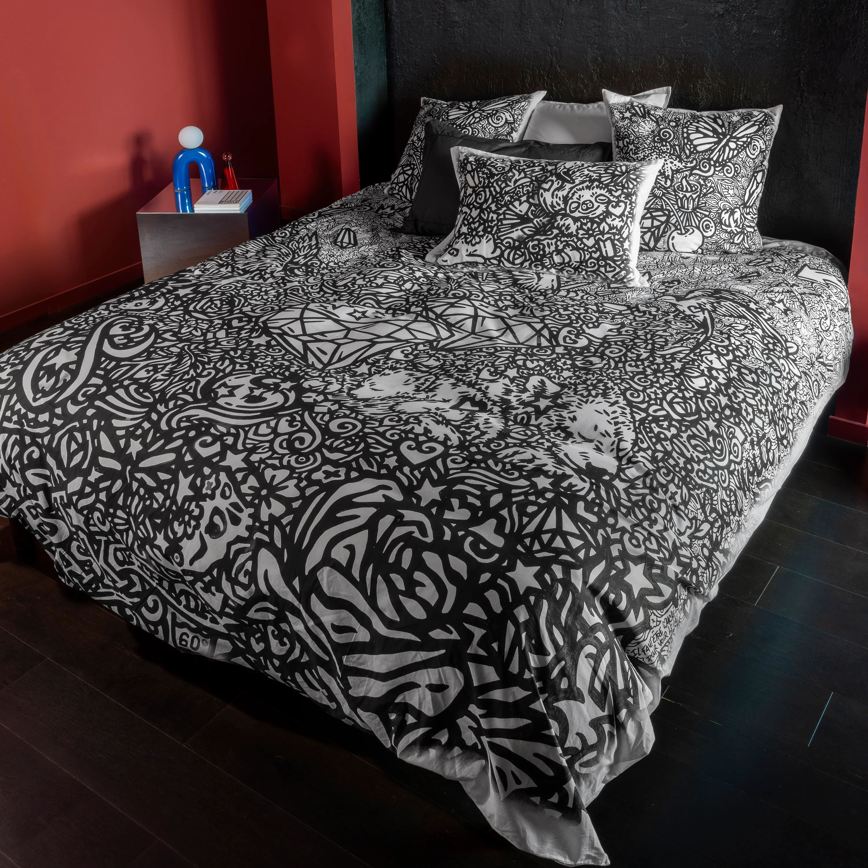 Jakè24 Reversible Cotton Duvet Cover - Multicoloured - Image 4