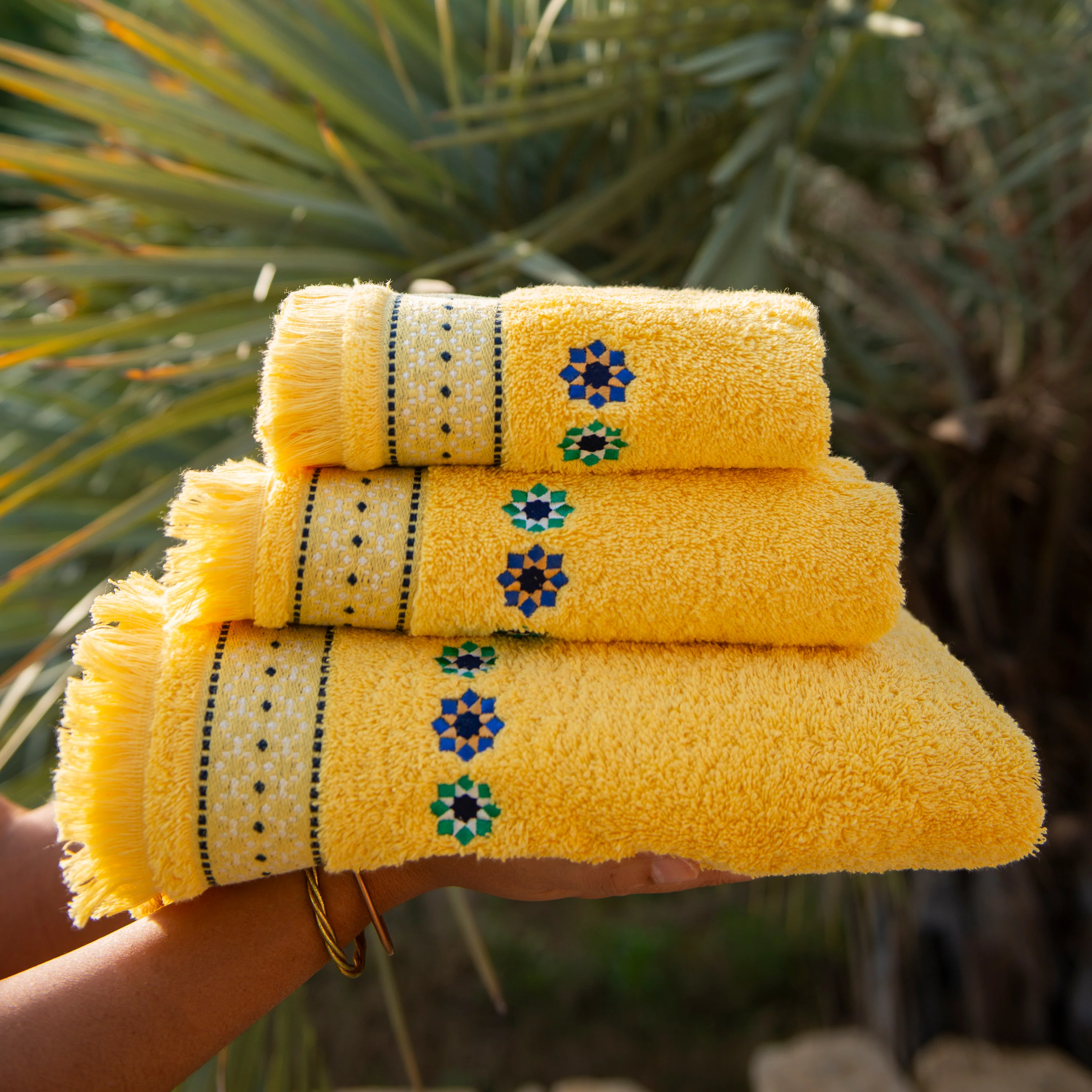 Jardin Cotton Bath Towel - Solar Yellow - Image 3