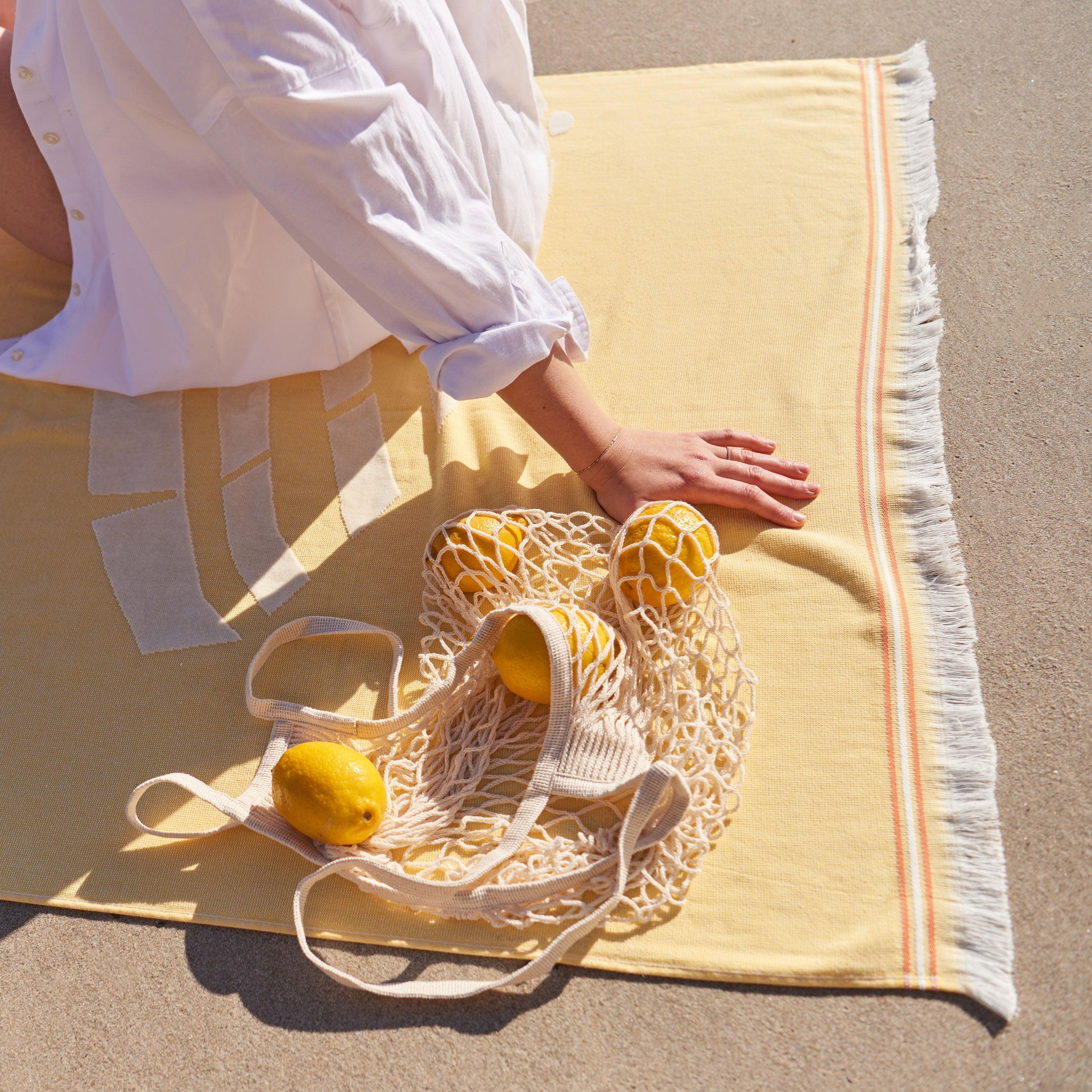 Laplaya Cotton Turkish Beach Towel - Yellow - Image 4