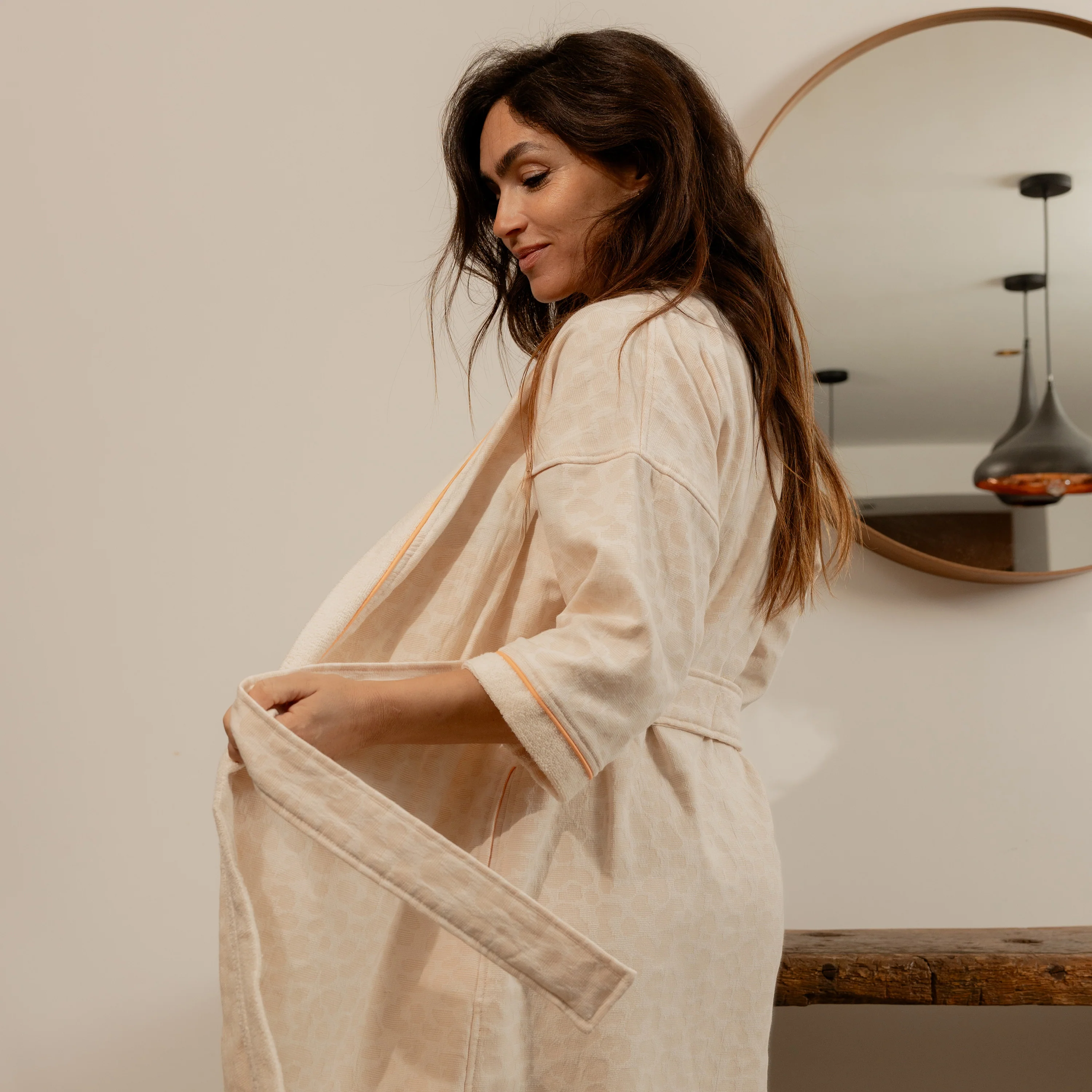 Leonore Women's Cotton Bathrobe - Ivory - Image 6