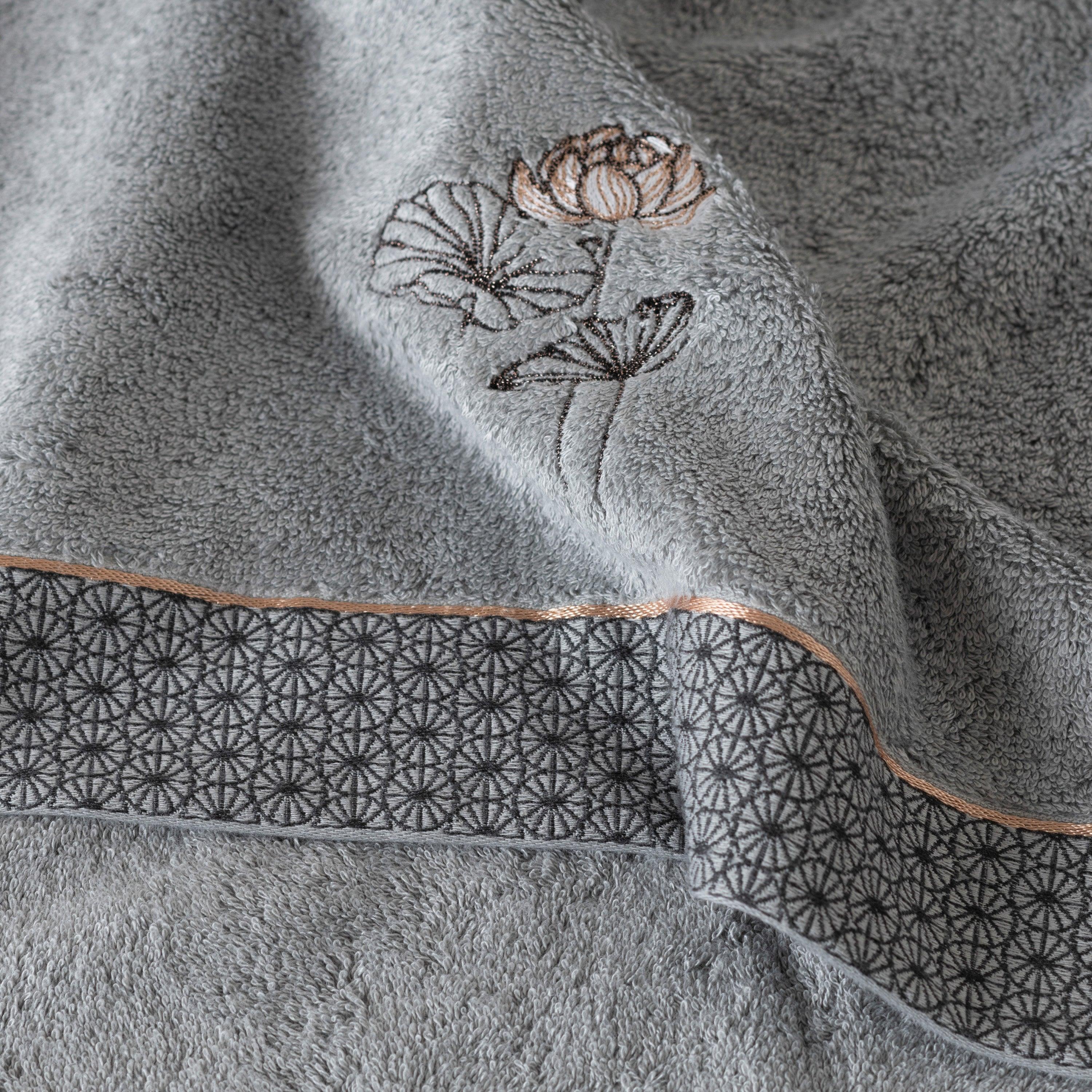 Lotus Grey Green Cotton Bath Towel - Image 7