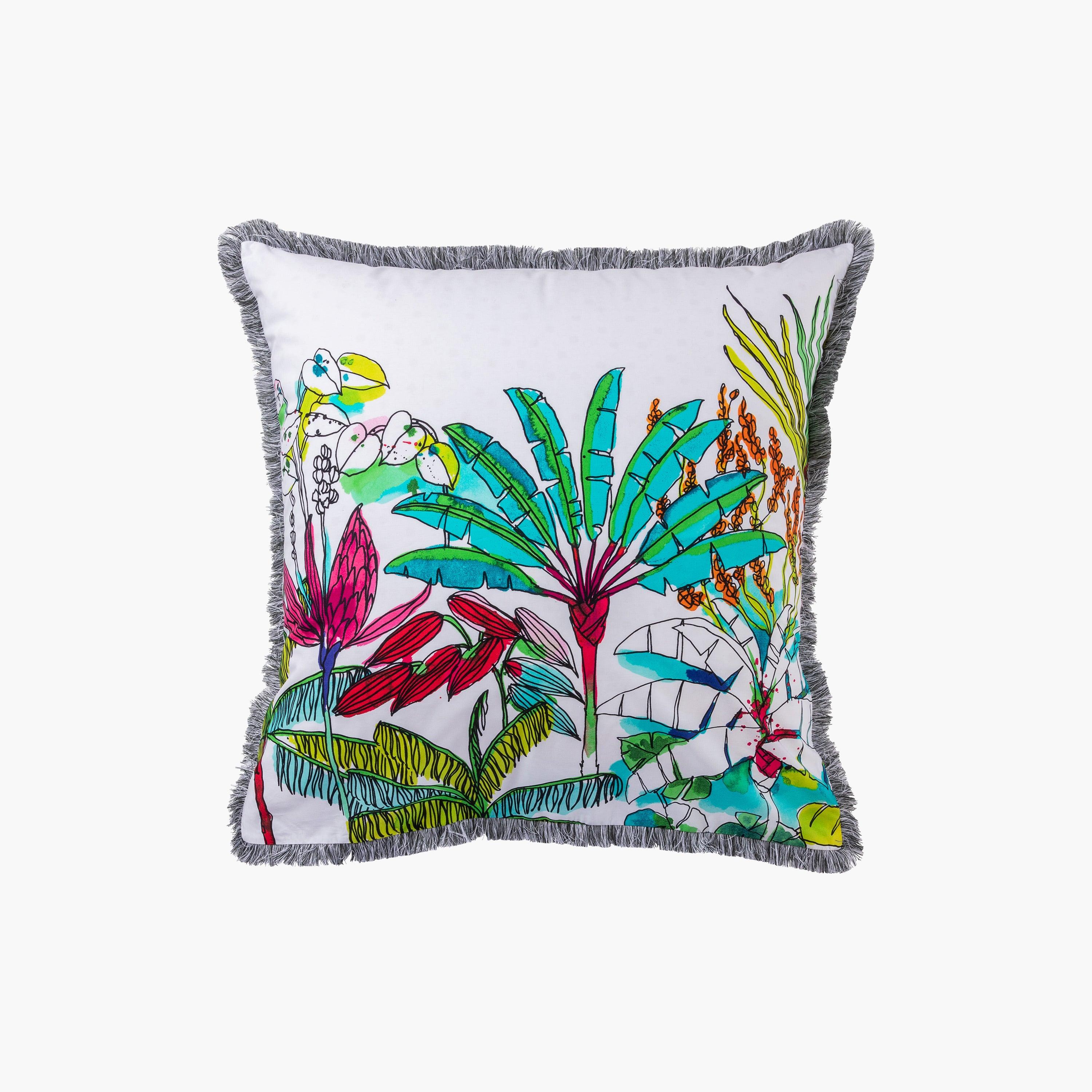 Maripa Tropical Print Square Percale Cotton Pillowcase