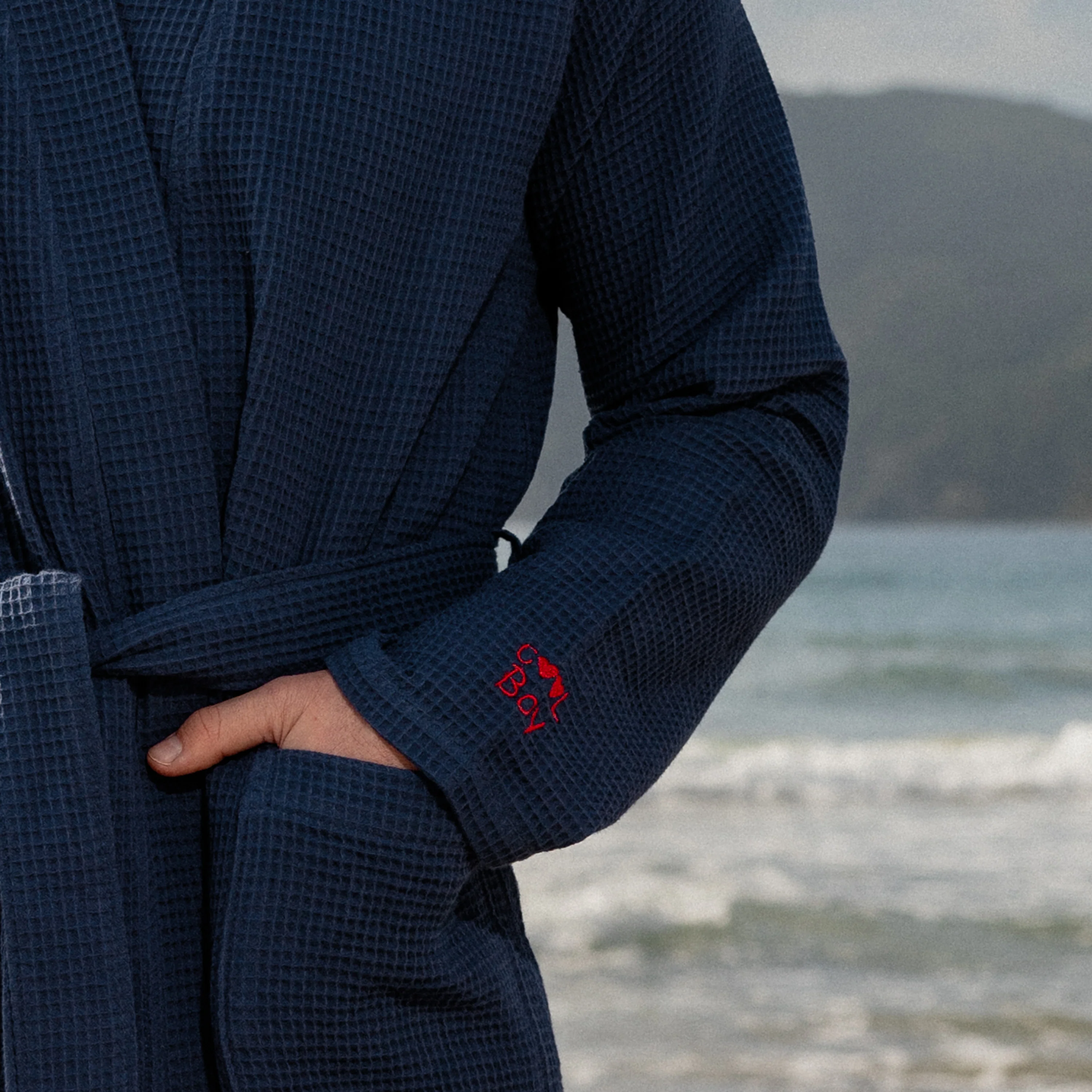 Melchior Men's Cotton Bathrobe - Marine - Image 5