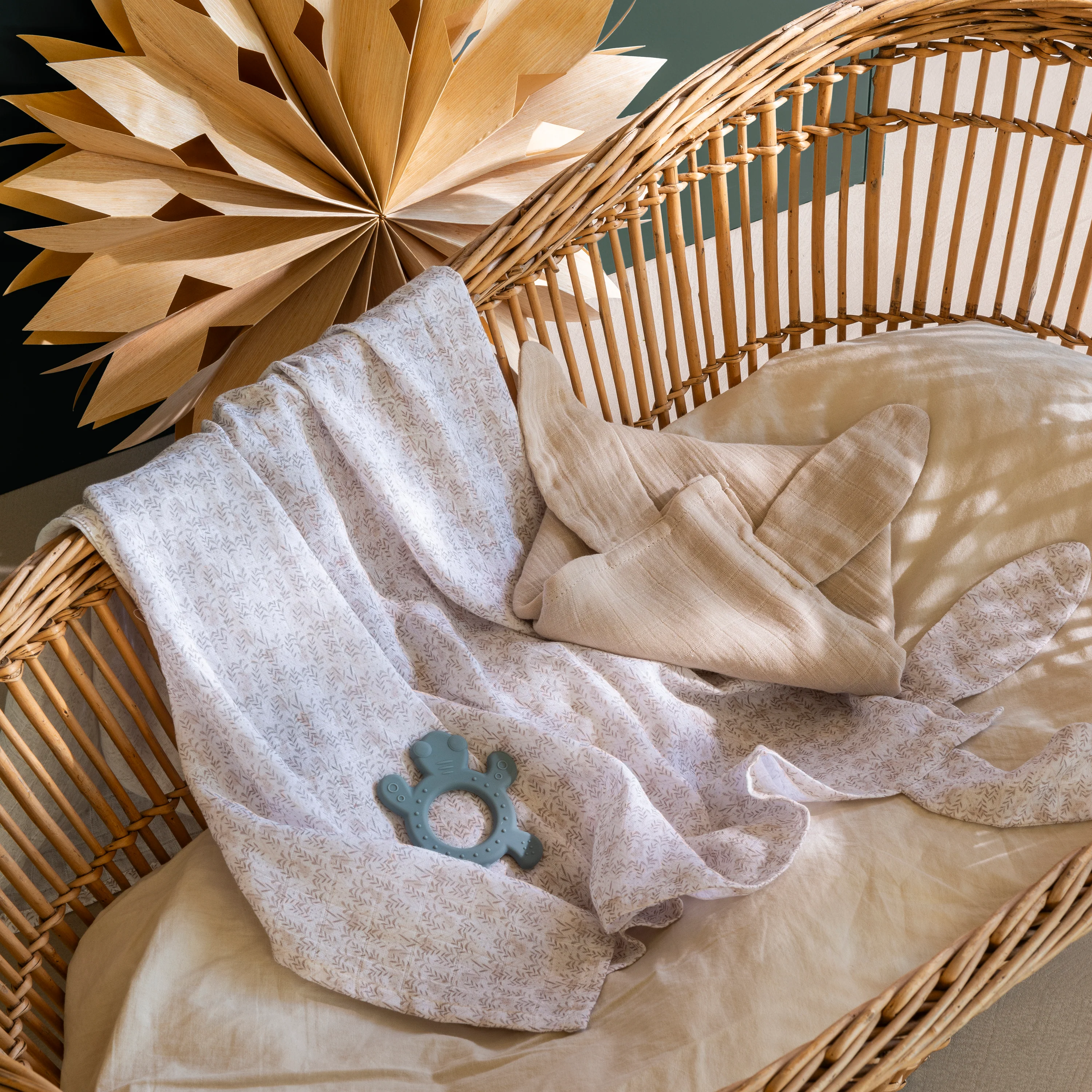 Merveille Organic Cotton Swaddle Blanket - Beige - Image 5
