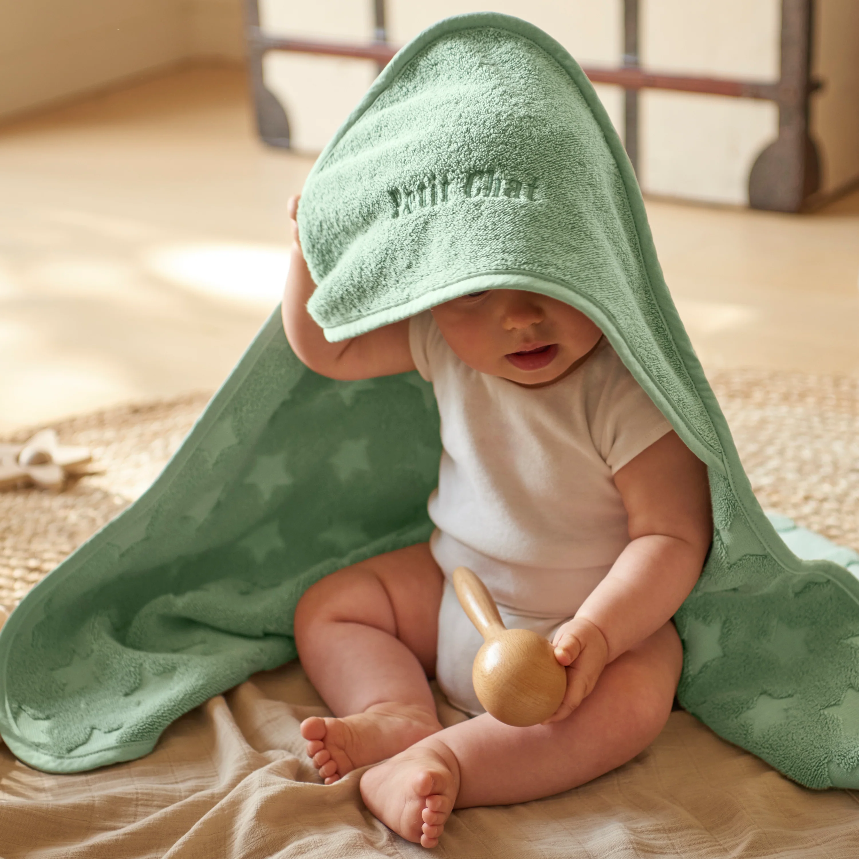 Monjour Cotton Bath Cape - Eucalyptus - Image 4