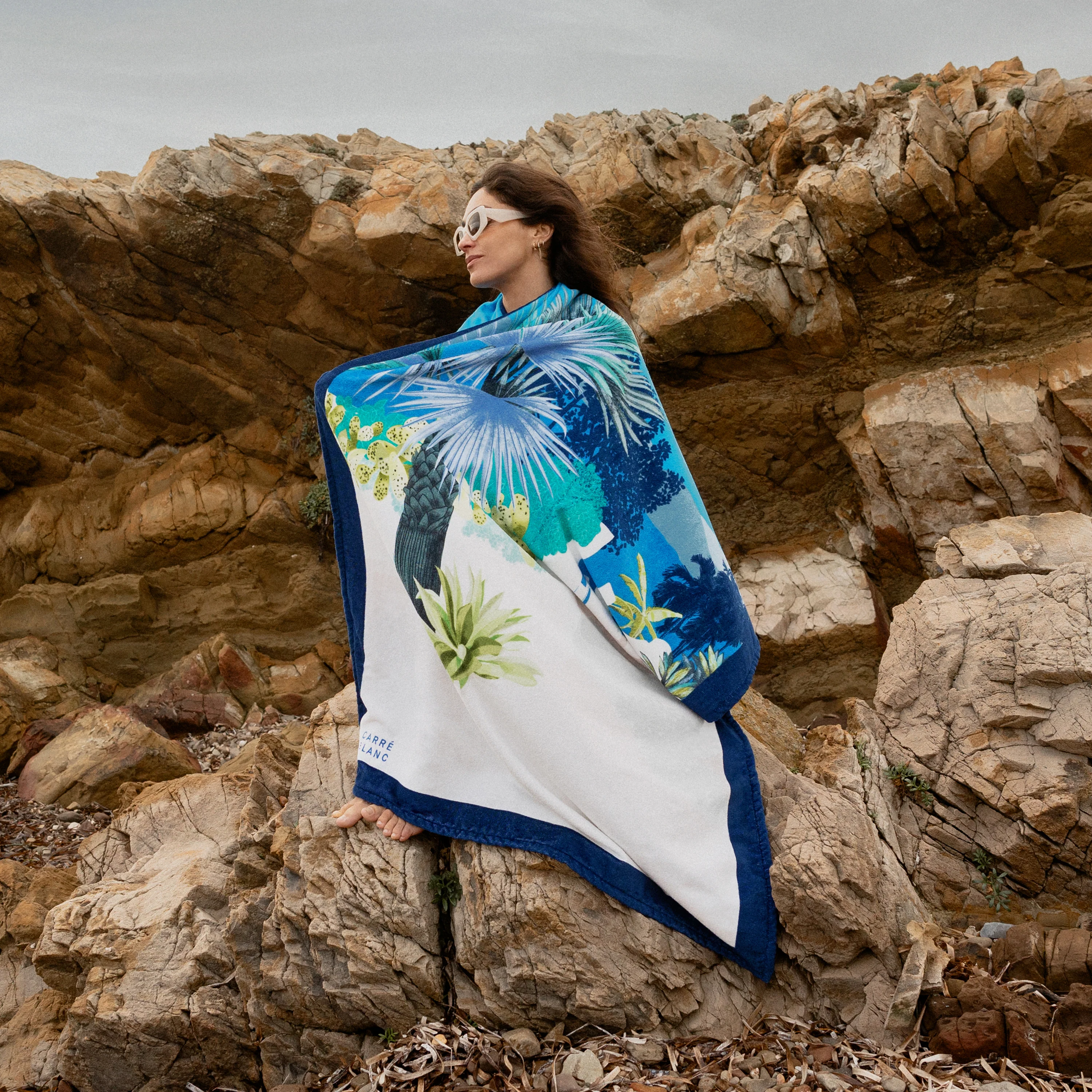 Naoussa Cotton Beach Towel - Blue - Image 2