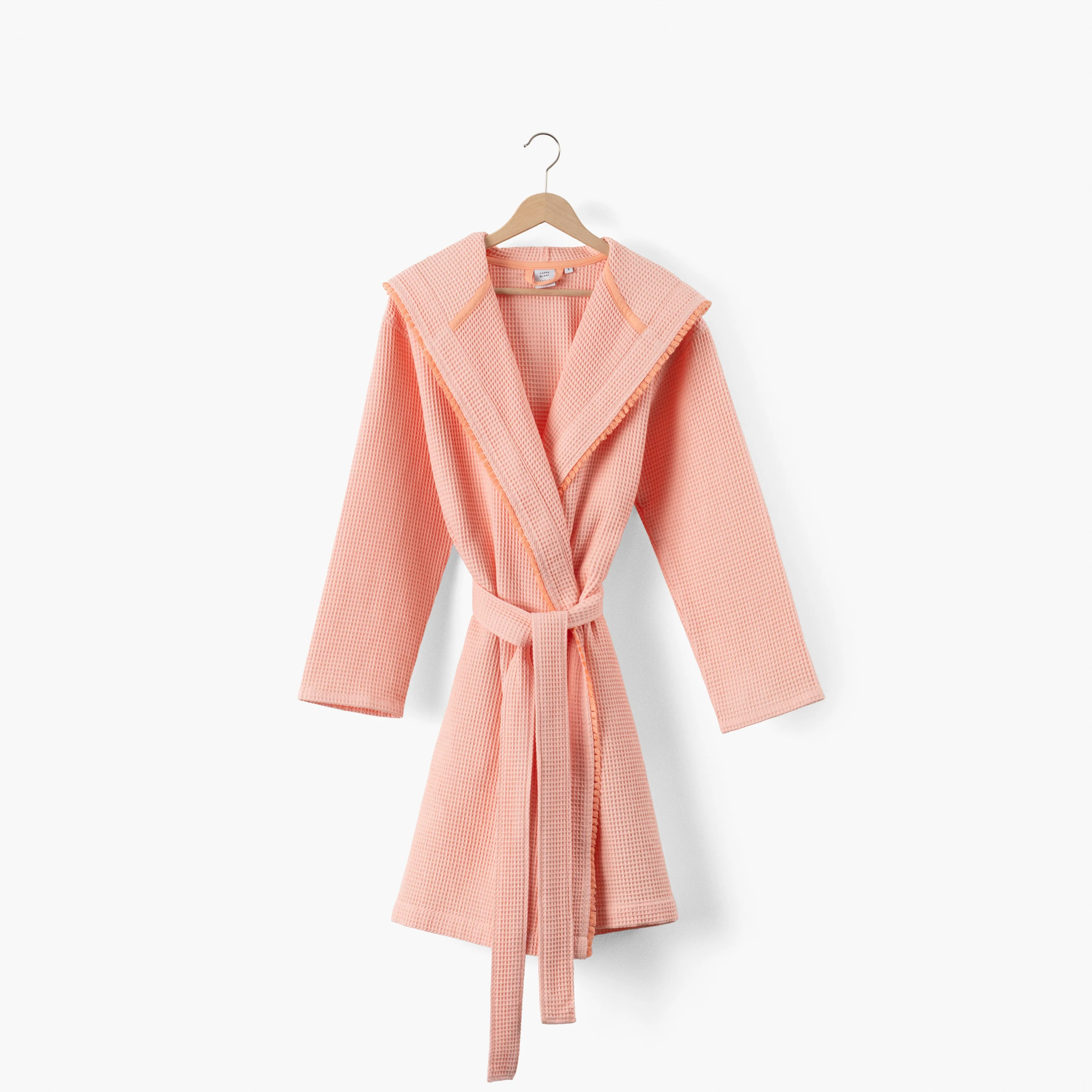 Palmelis Women's Hooded Cotton Bathrobe - Peach - Image 2